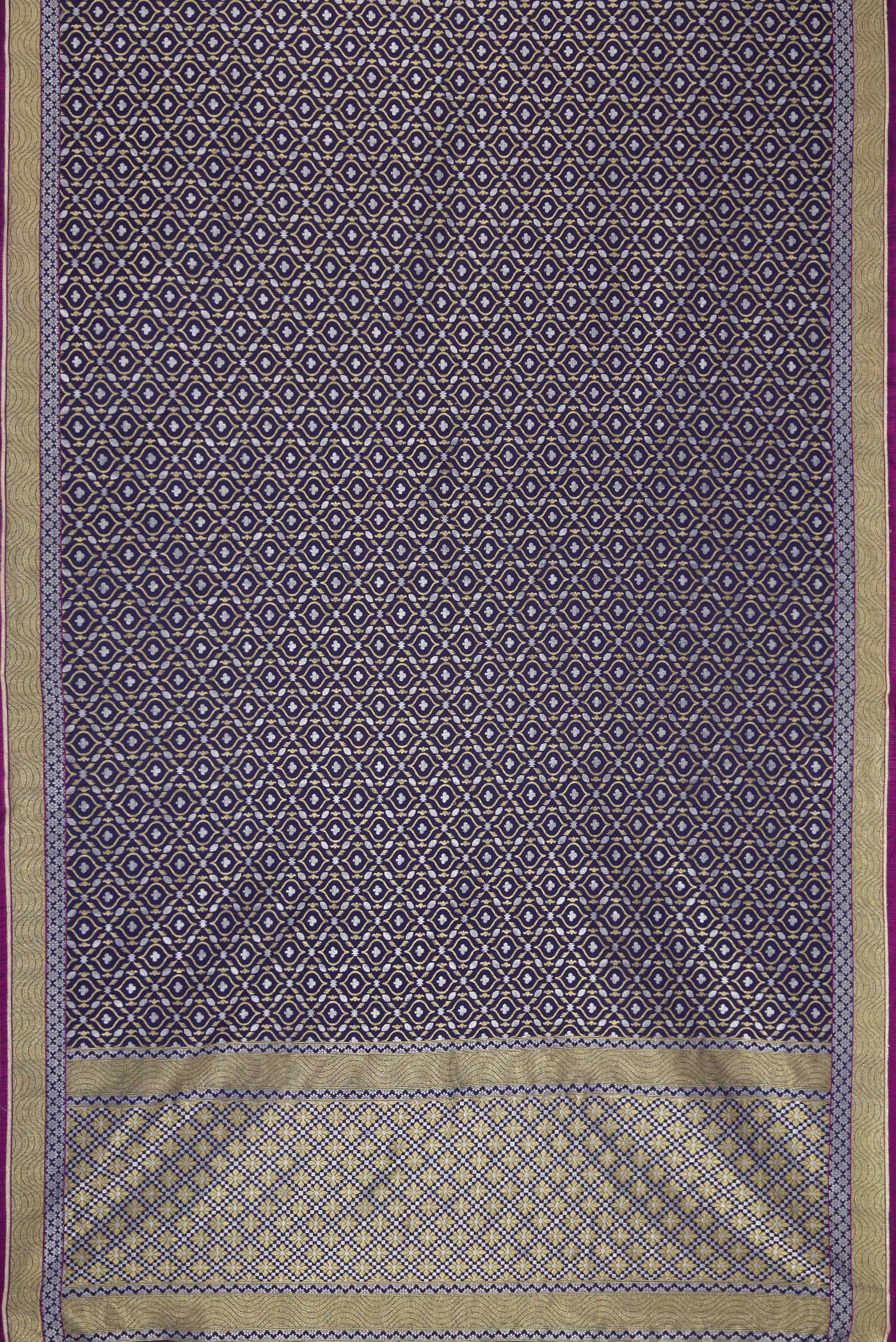 Navy Blue Blended Banarasi Silk Saree - Image 3
