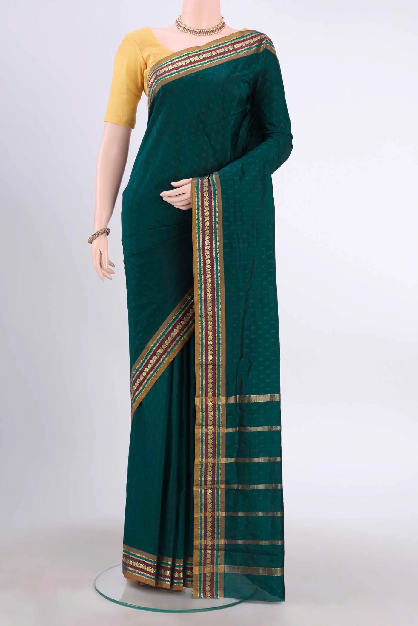 Navy Blue Dual Tone Blended Bangalore Silk Saree