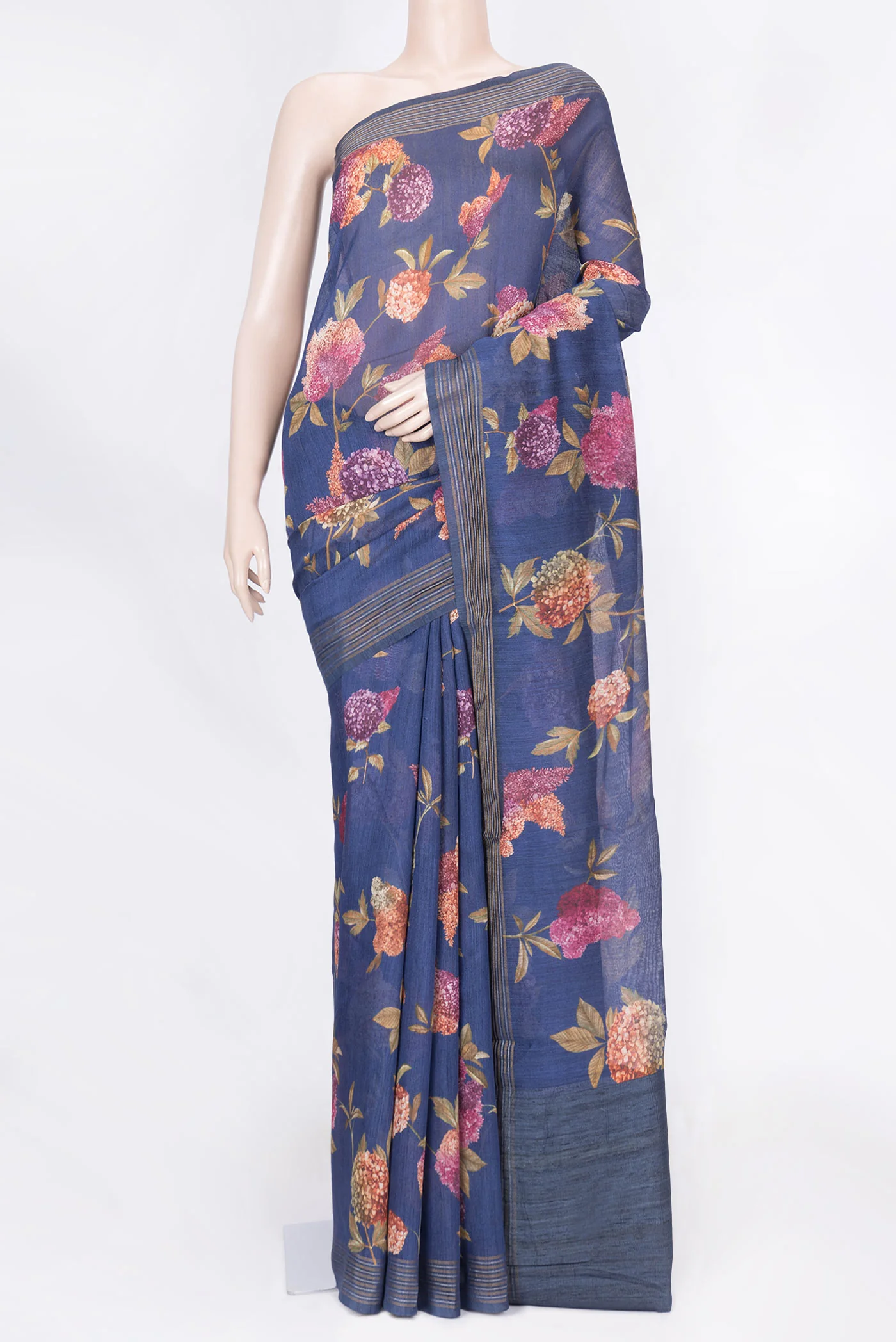 Blue Tussar Silk Saree