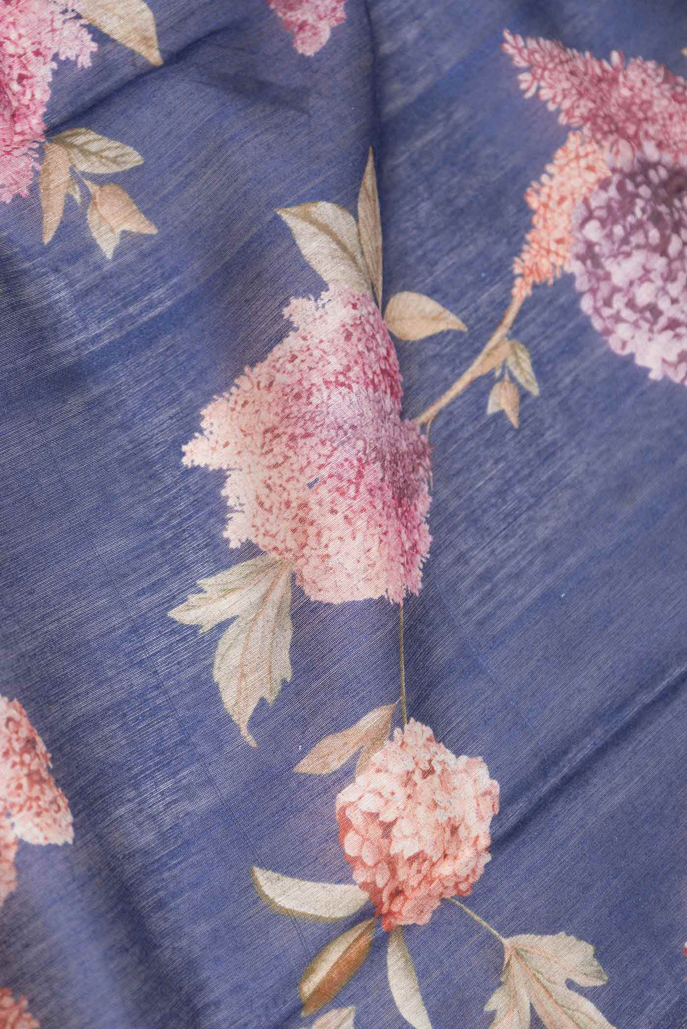 Blue Tussar Silk Saree - Image 2