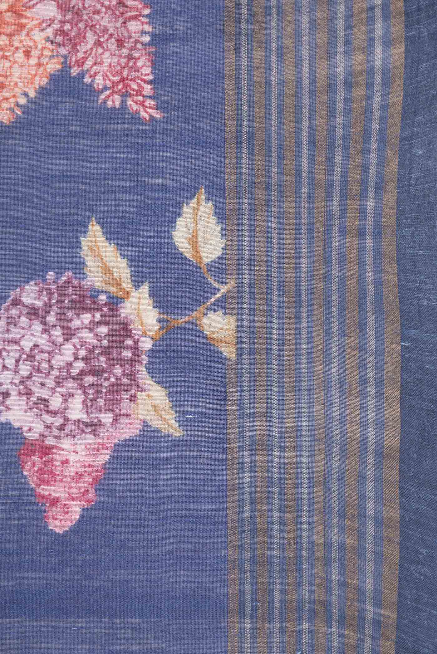 Blue Tussar Silk Saree - Image 3