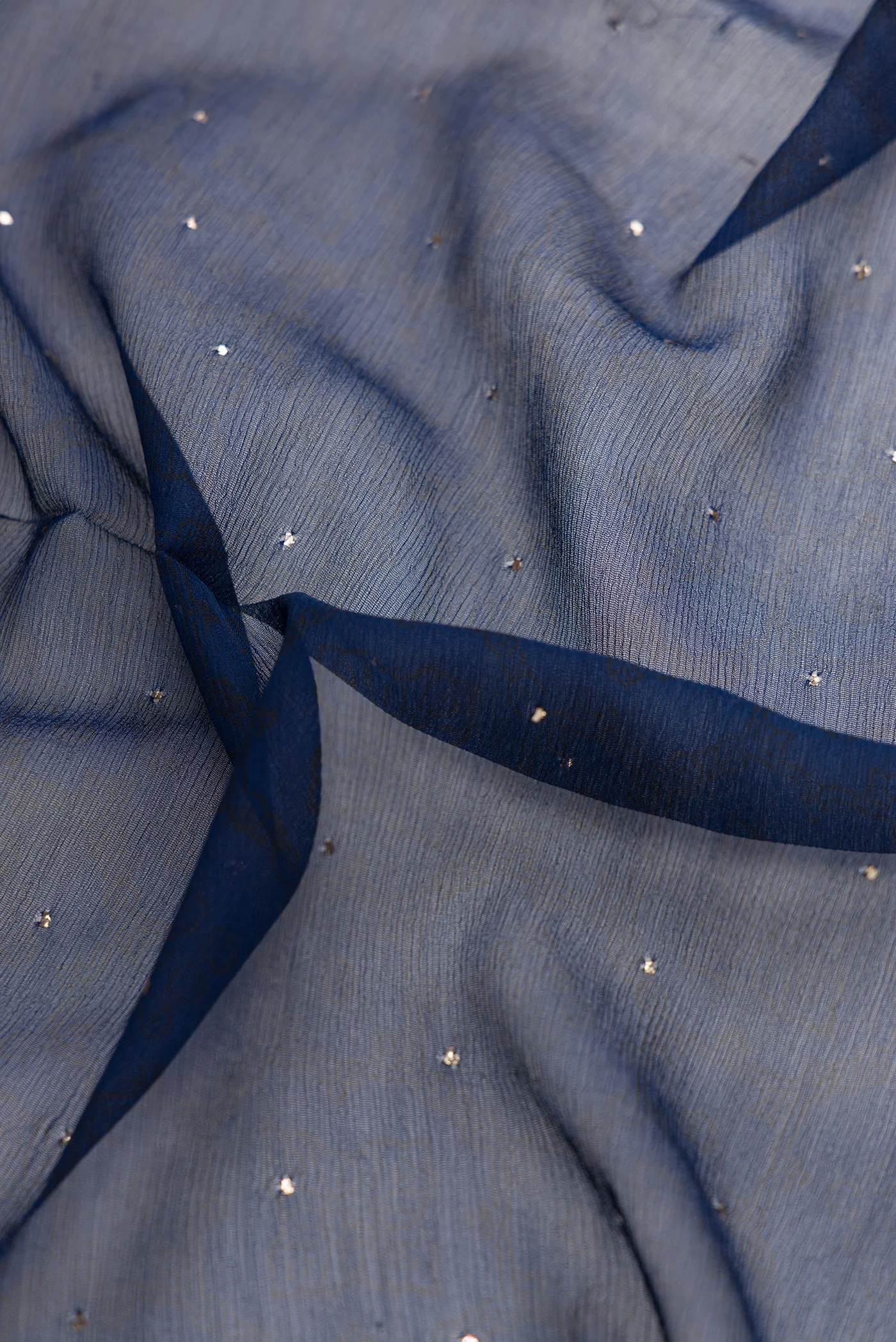 Navy Blue Mysore Chiffon Saree - Image 2
