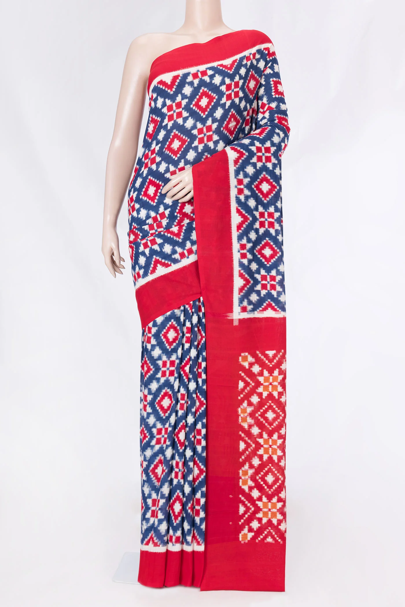 Navy Blue Dual Tone Double Ikat Saree