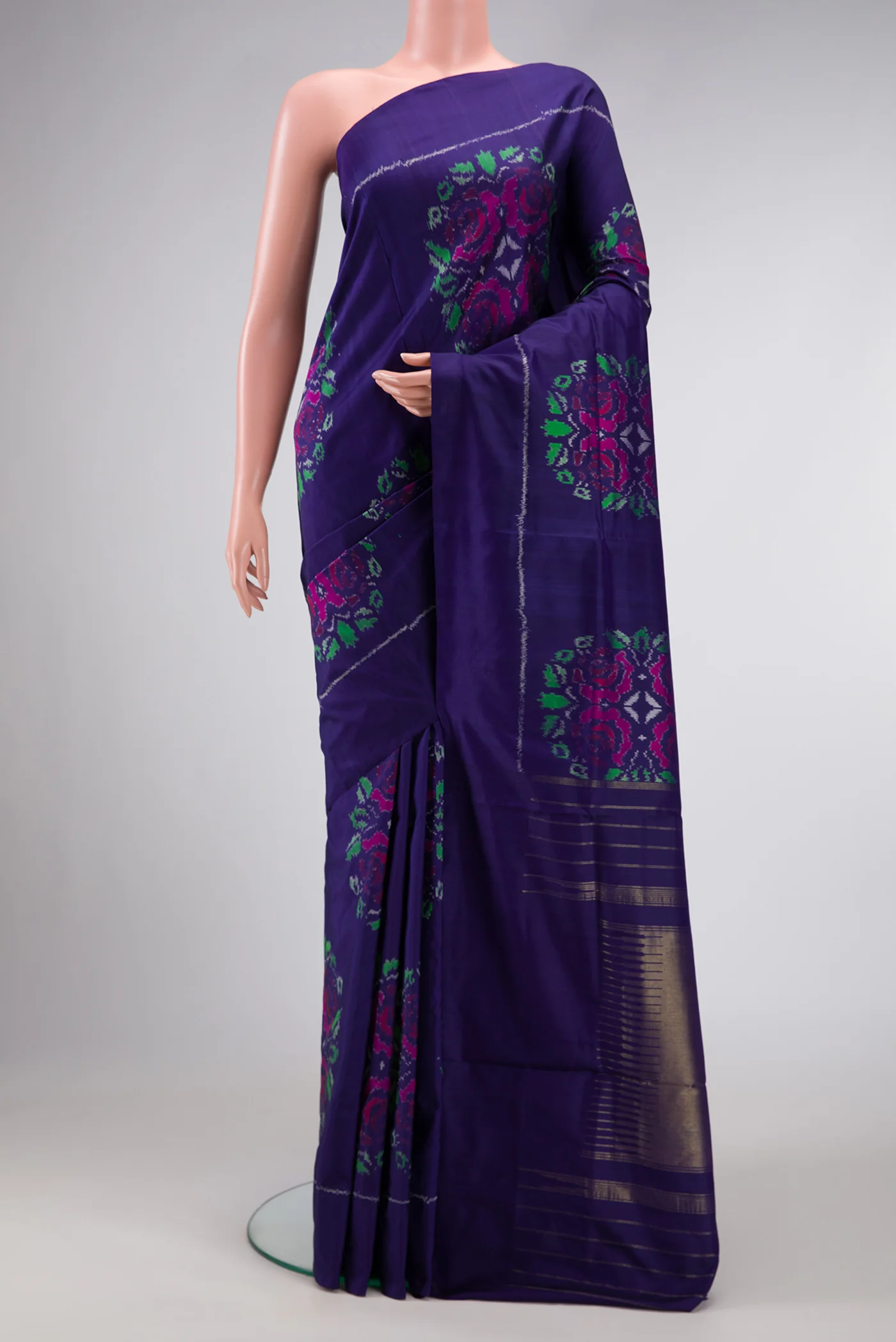 Navy Blue Double Ikat Saree