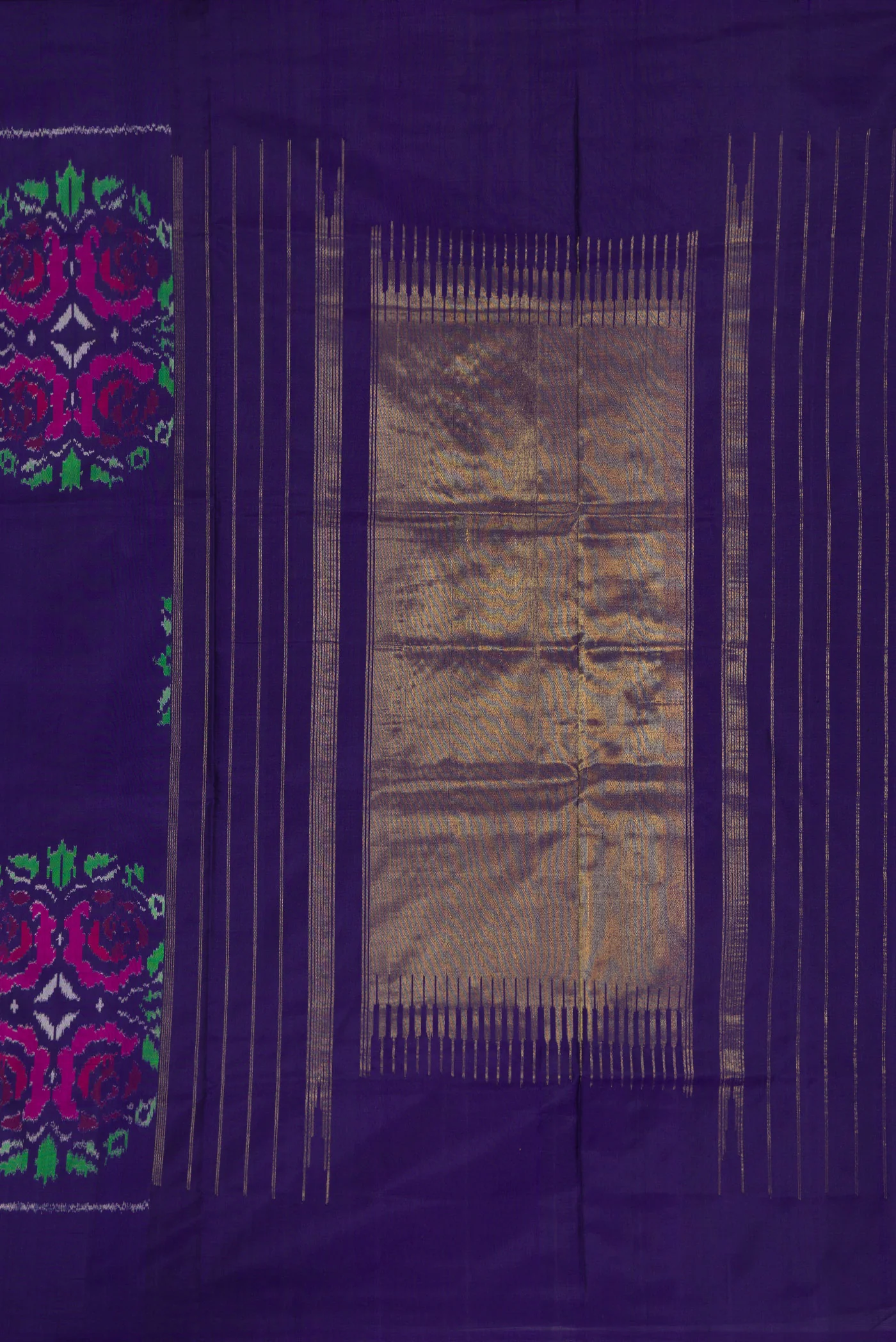 Navy Blue Double Ikat Saree - Image 7