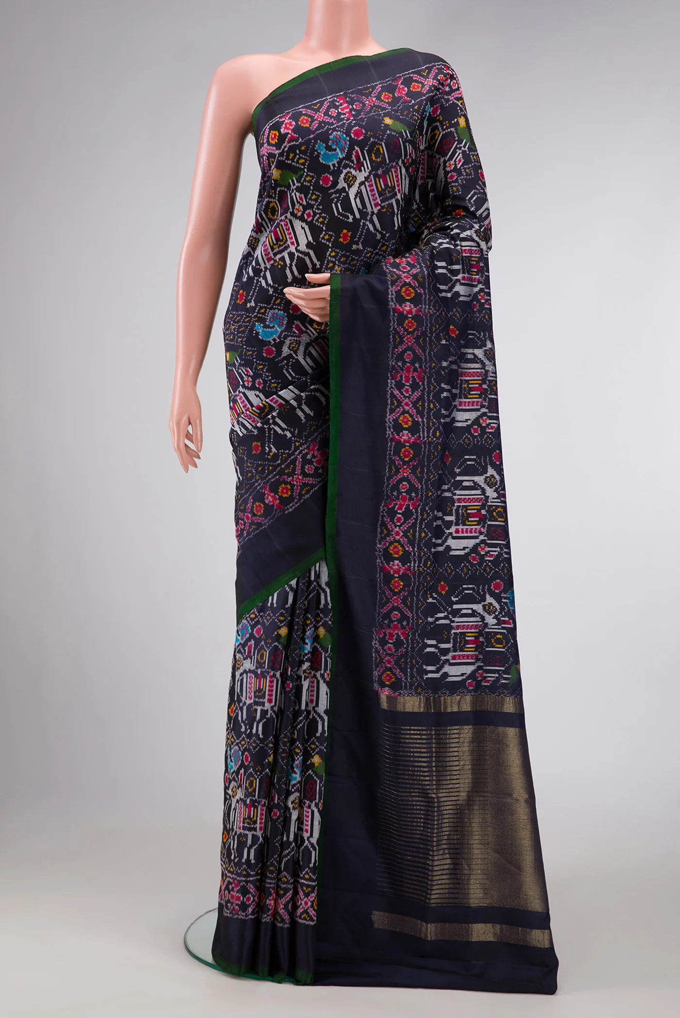 Navy Blue Double Ikat Saree