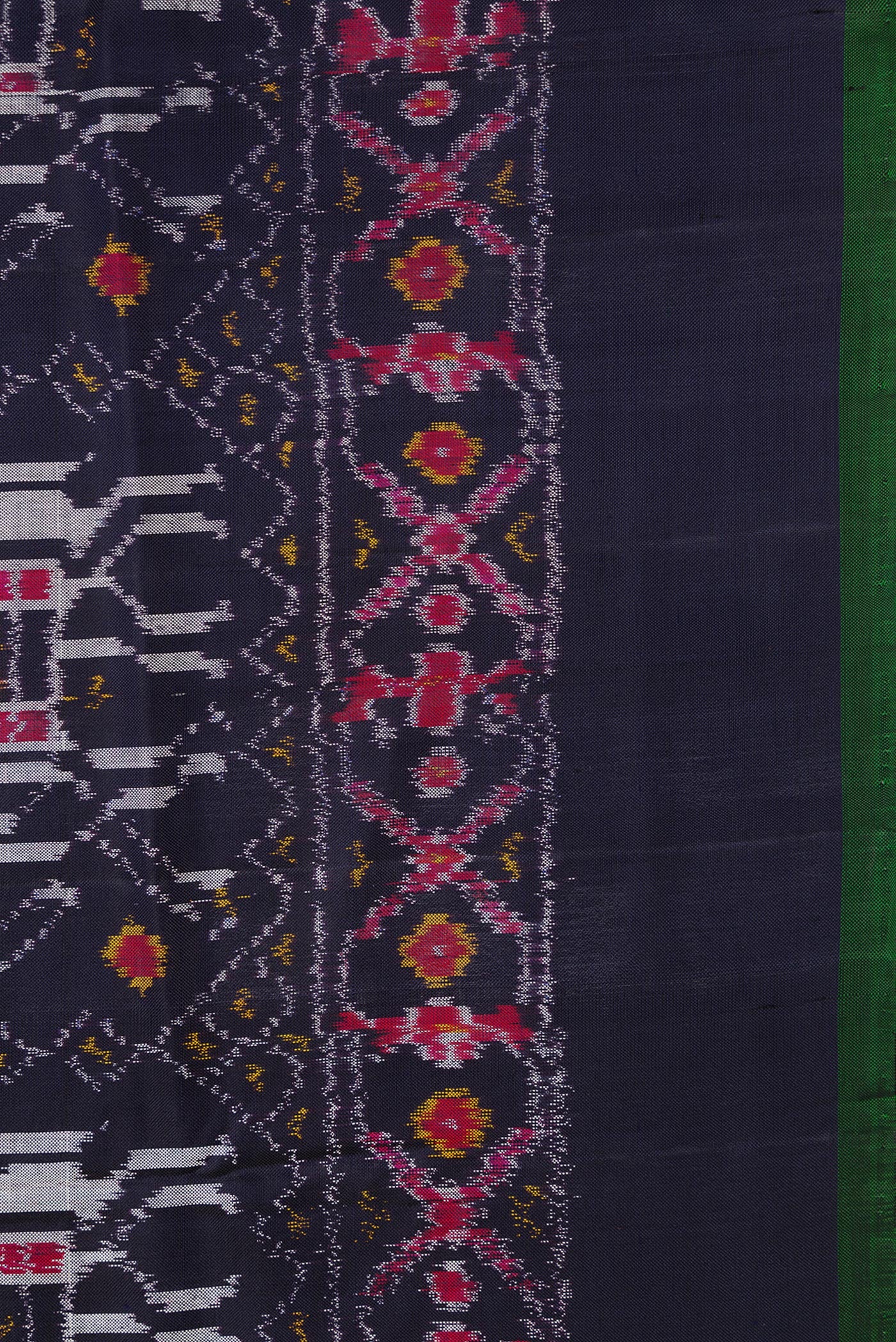 Navy Blue Double Ikat Saree - Image 3