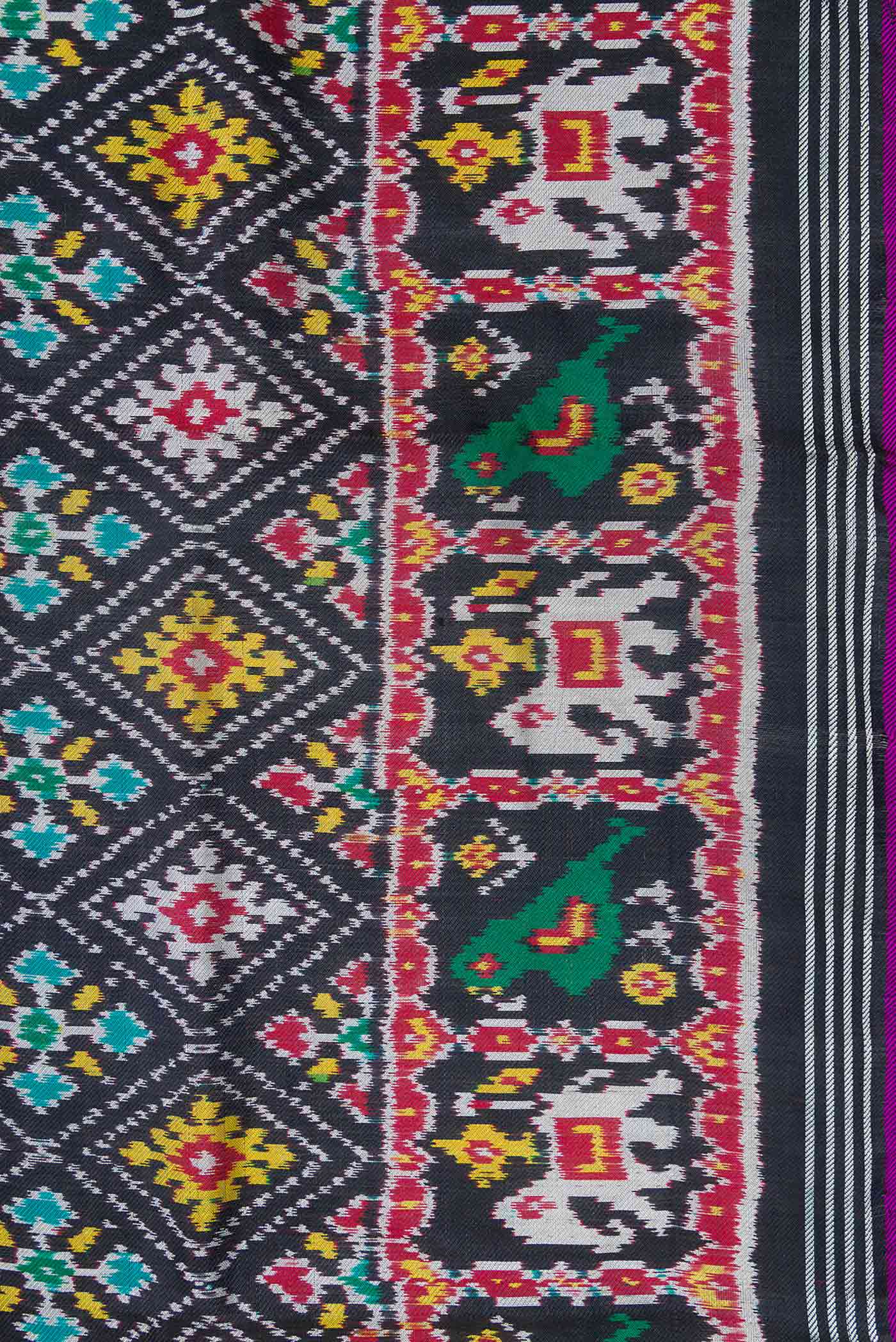 Black Pochampally Silk Saree - Image 3