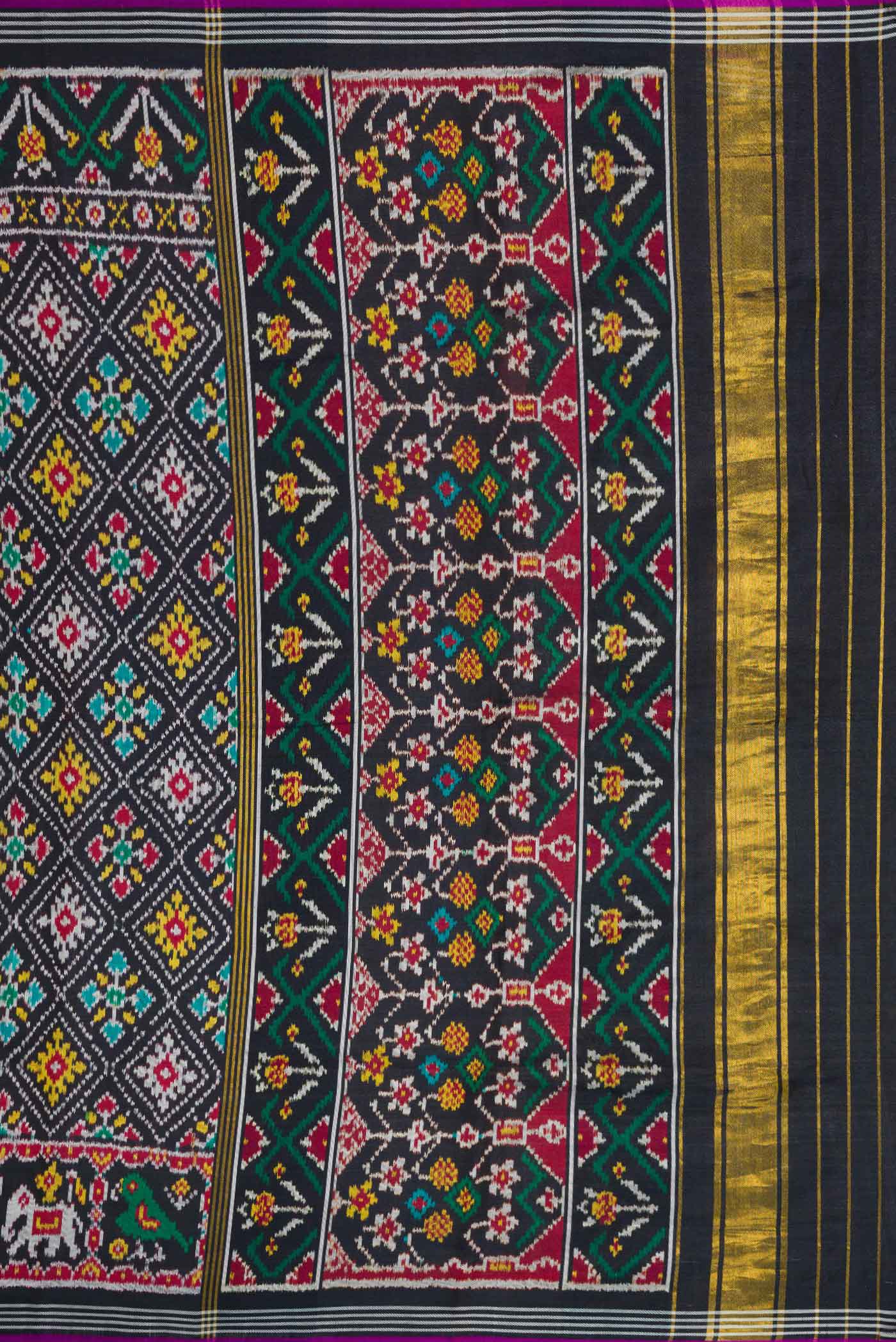 Black Pochampally Silk Saree - Image 7