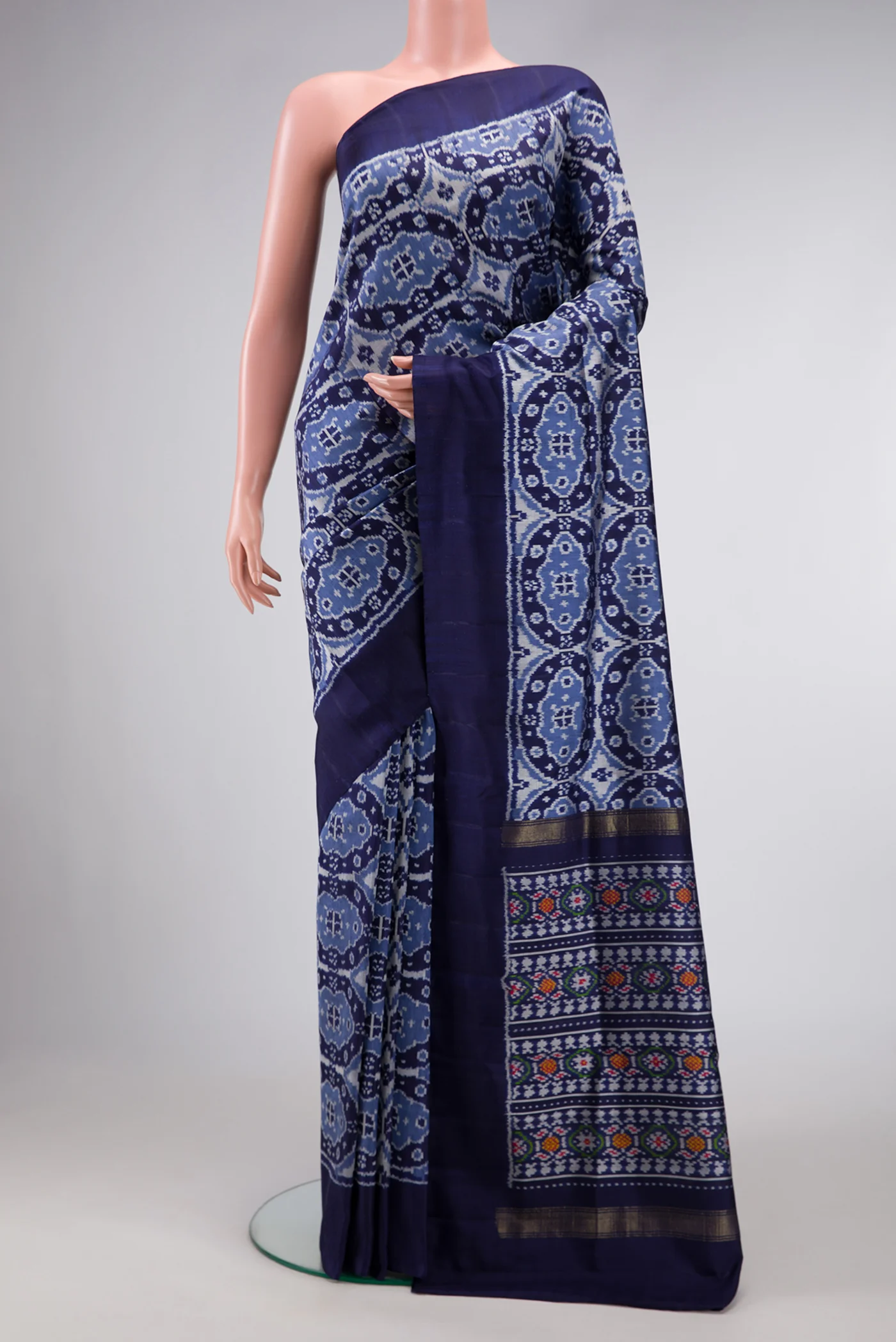 Blue Double Ikat Saree
