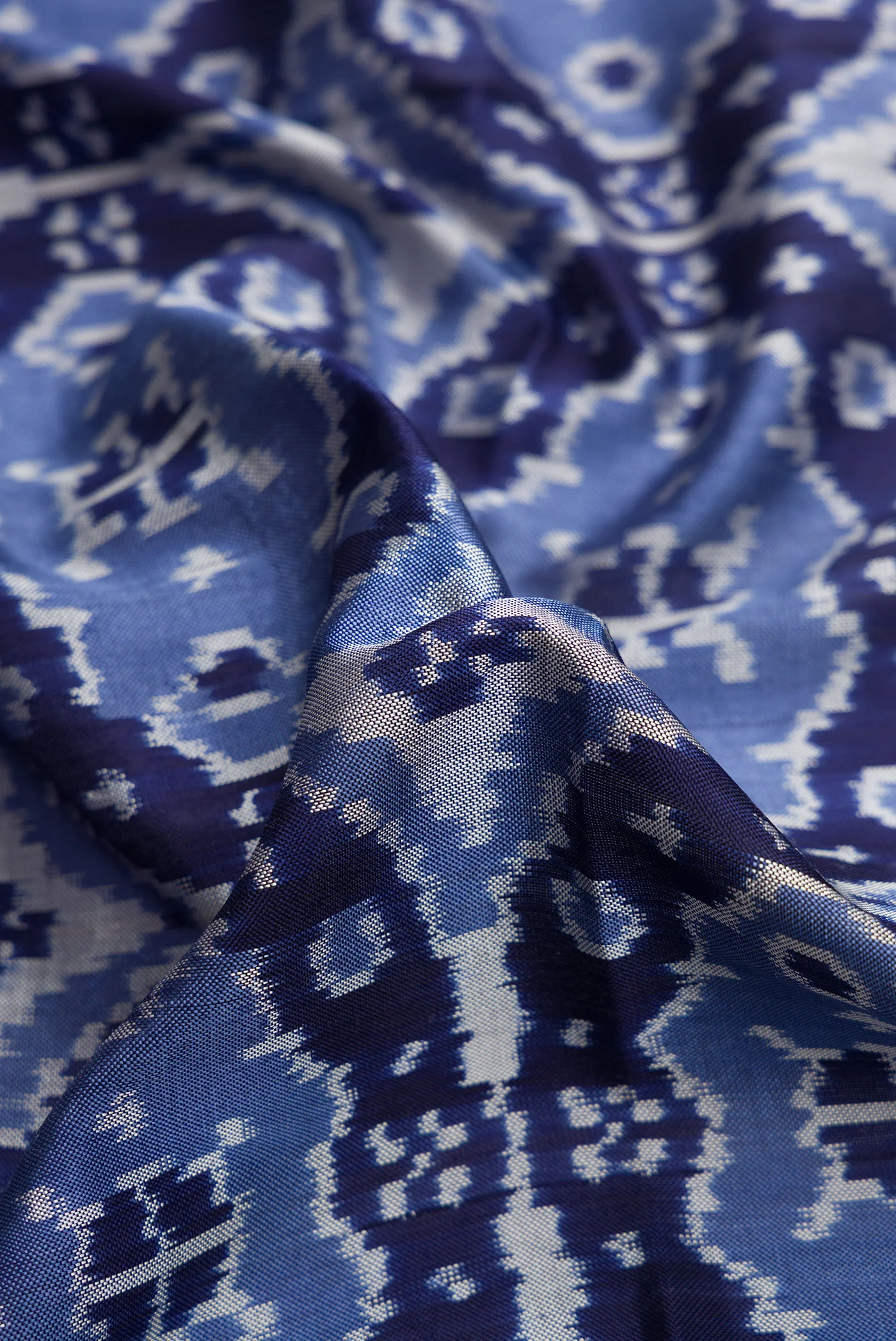 Blue Double Ikat Saree - Image 2