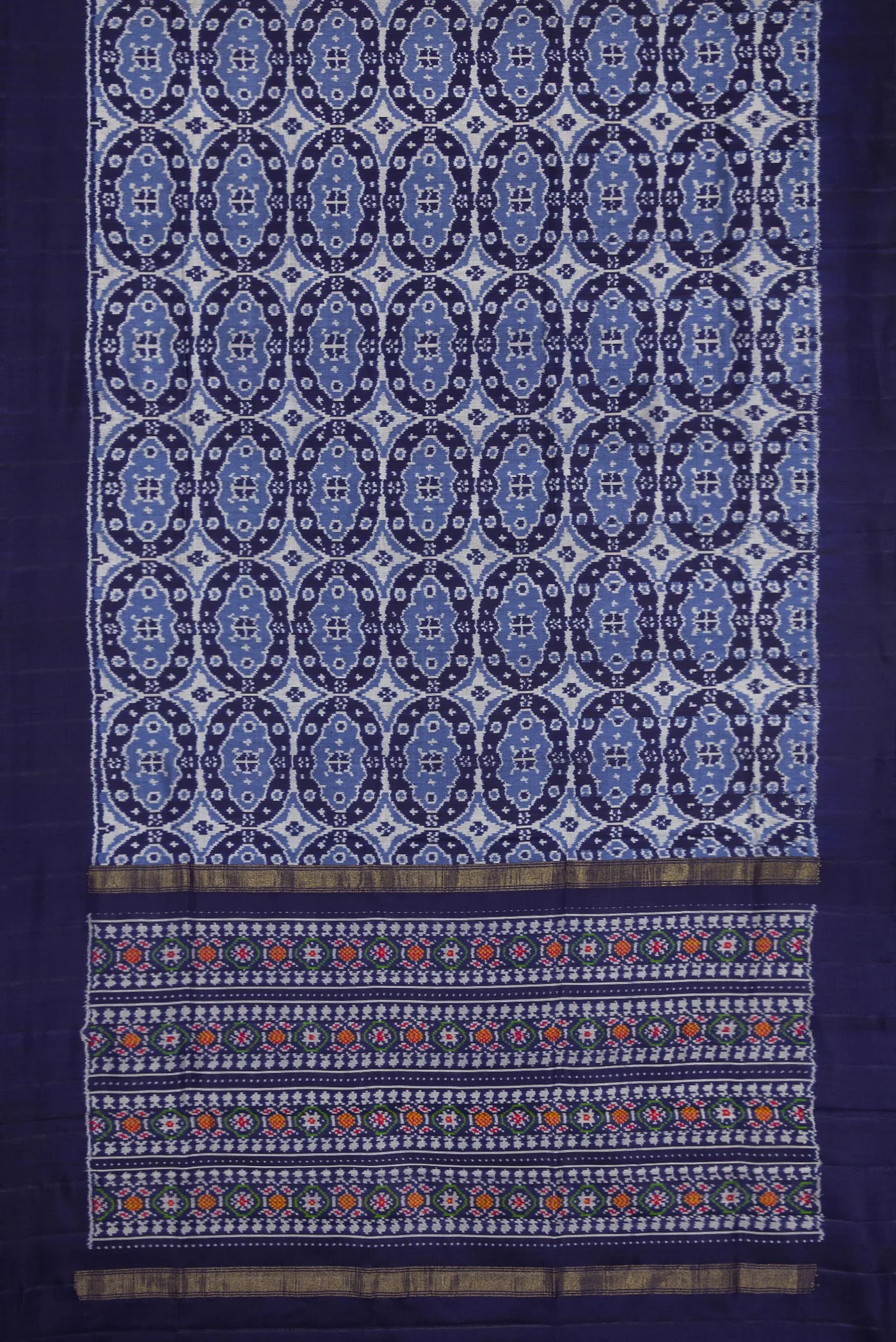 Blue Double Ikat Saree - Image 6