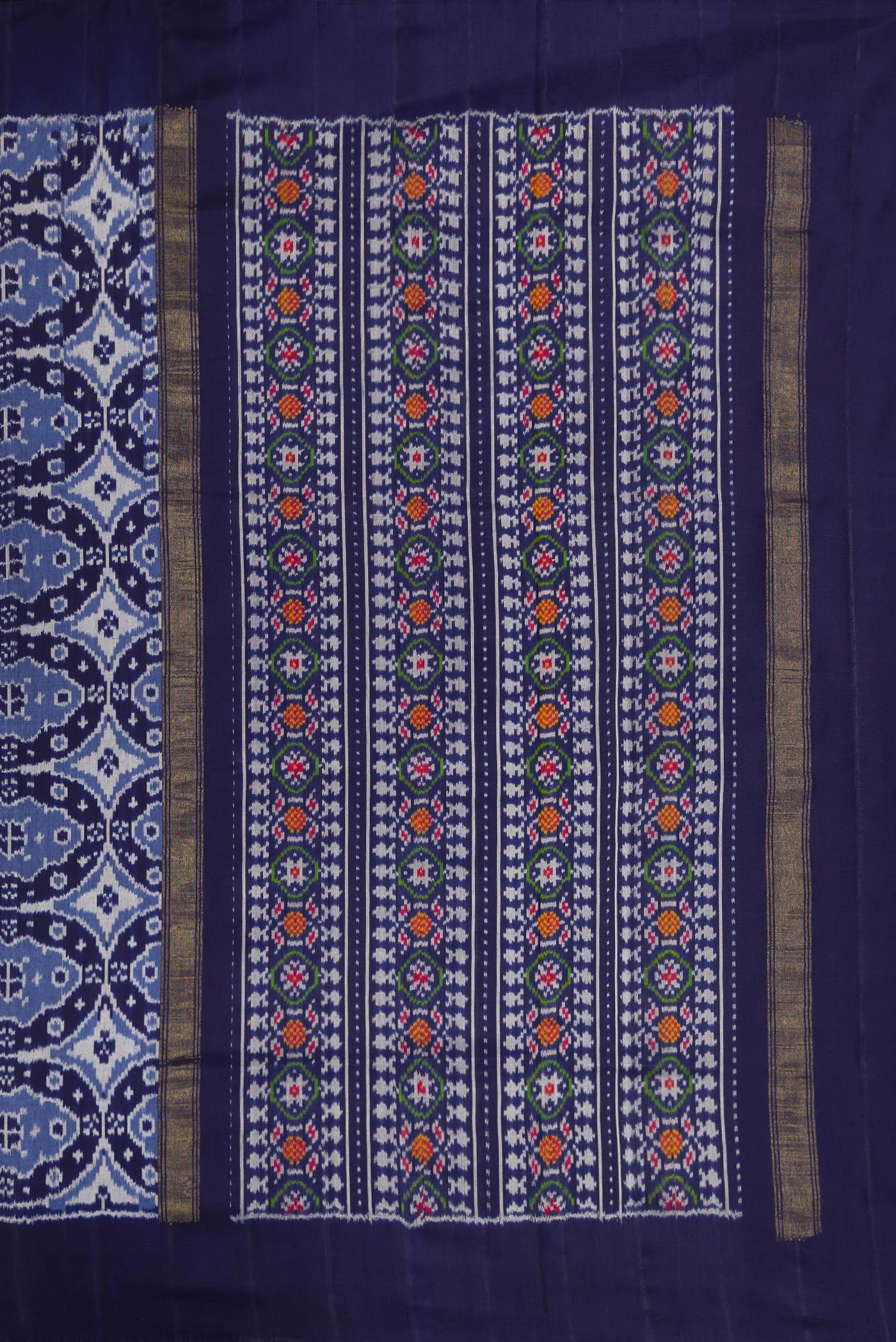 Blue Double Ikat Saree - Image 7