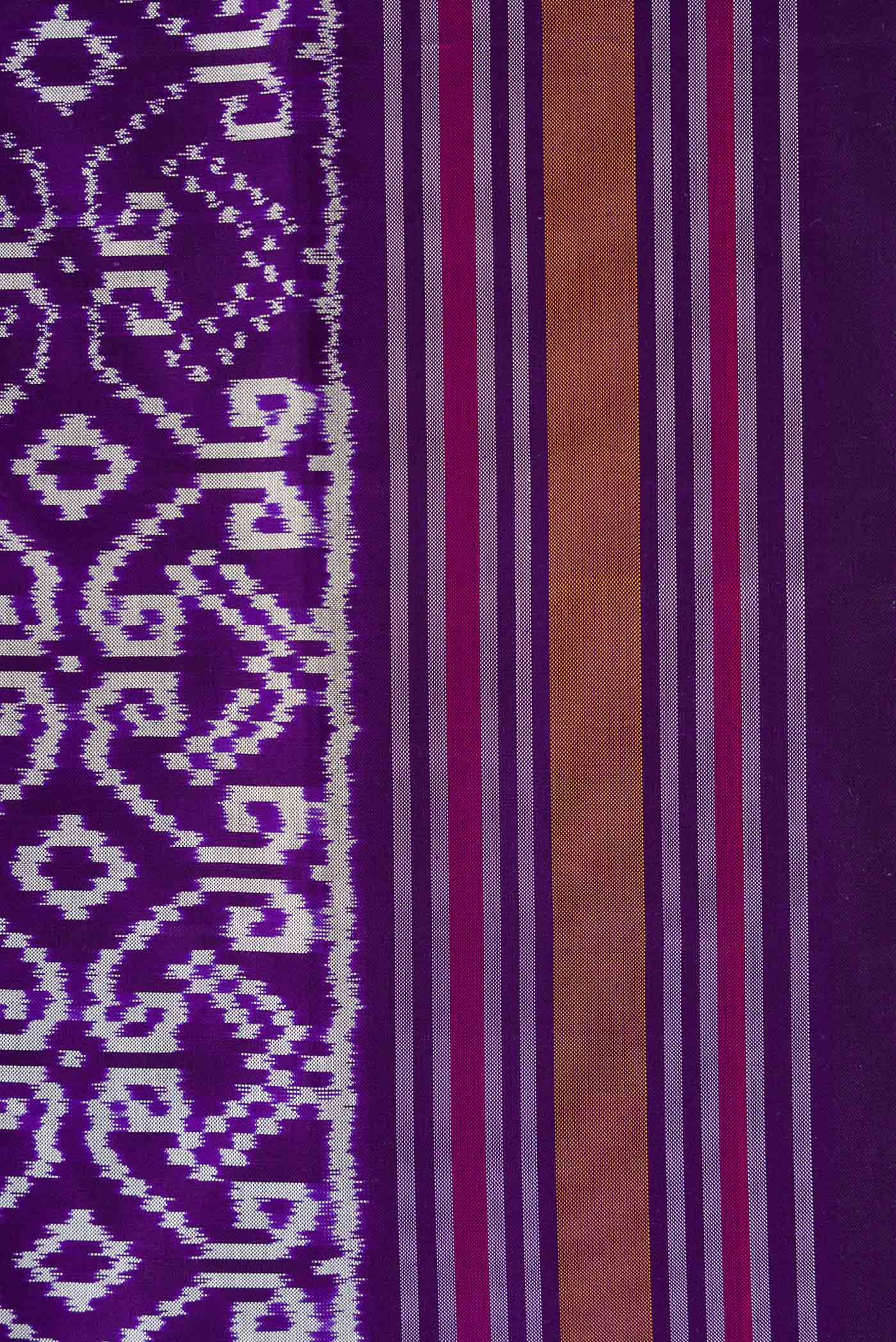 Dark Blue Pochampally Silk Saree - Image 4