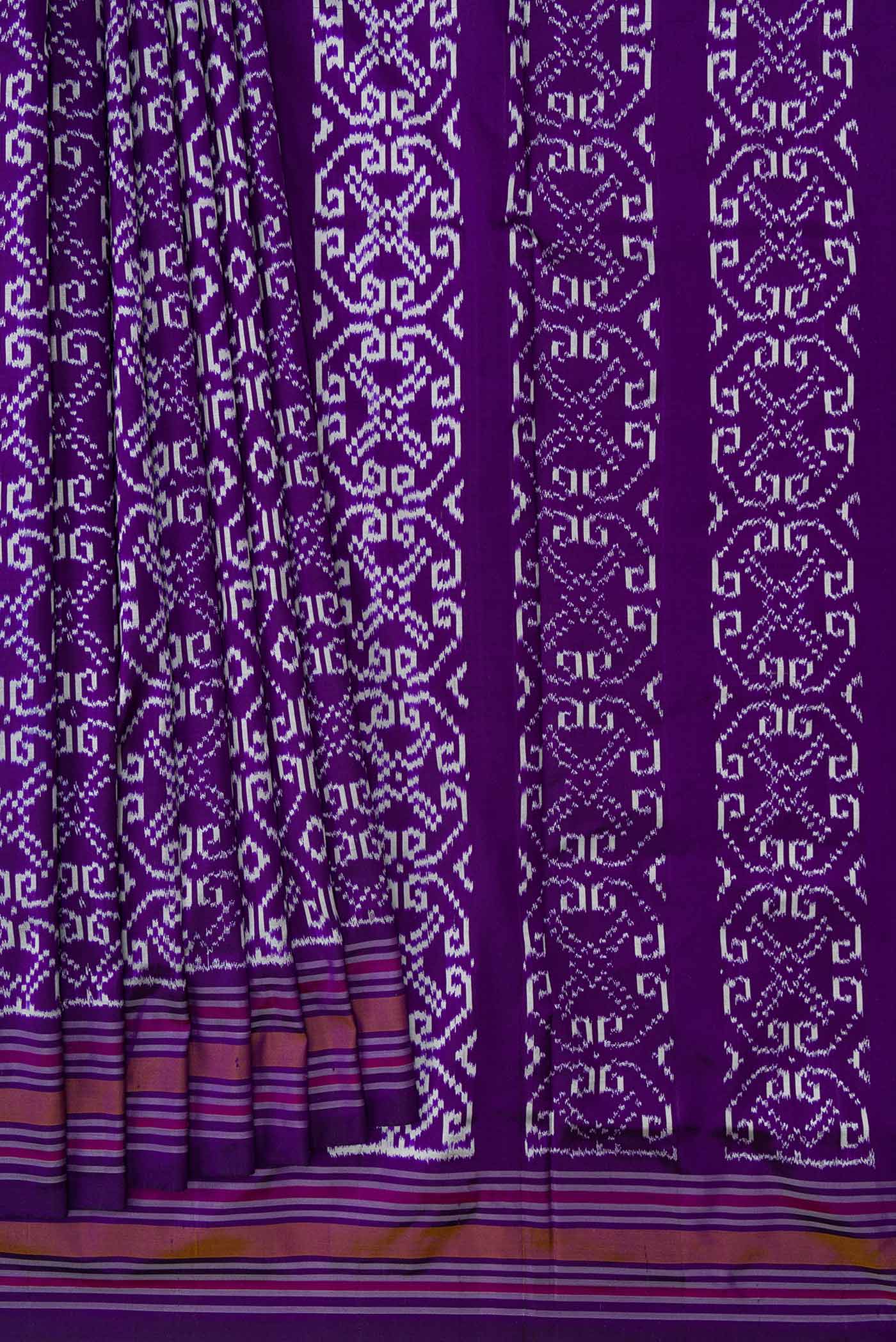 Dark Blue Pochampally Silk Saree - Image 5