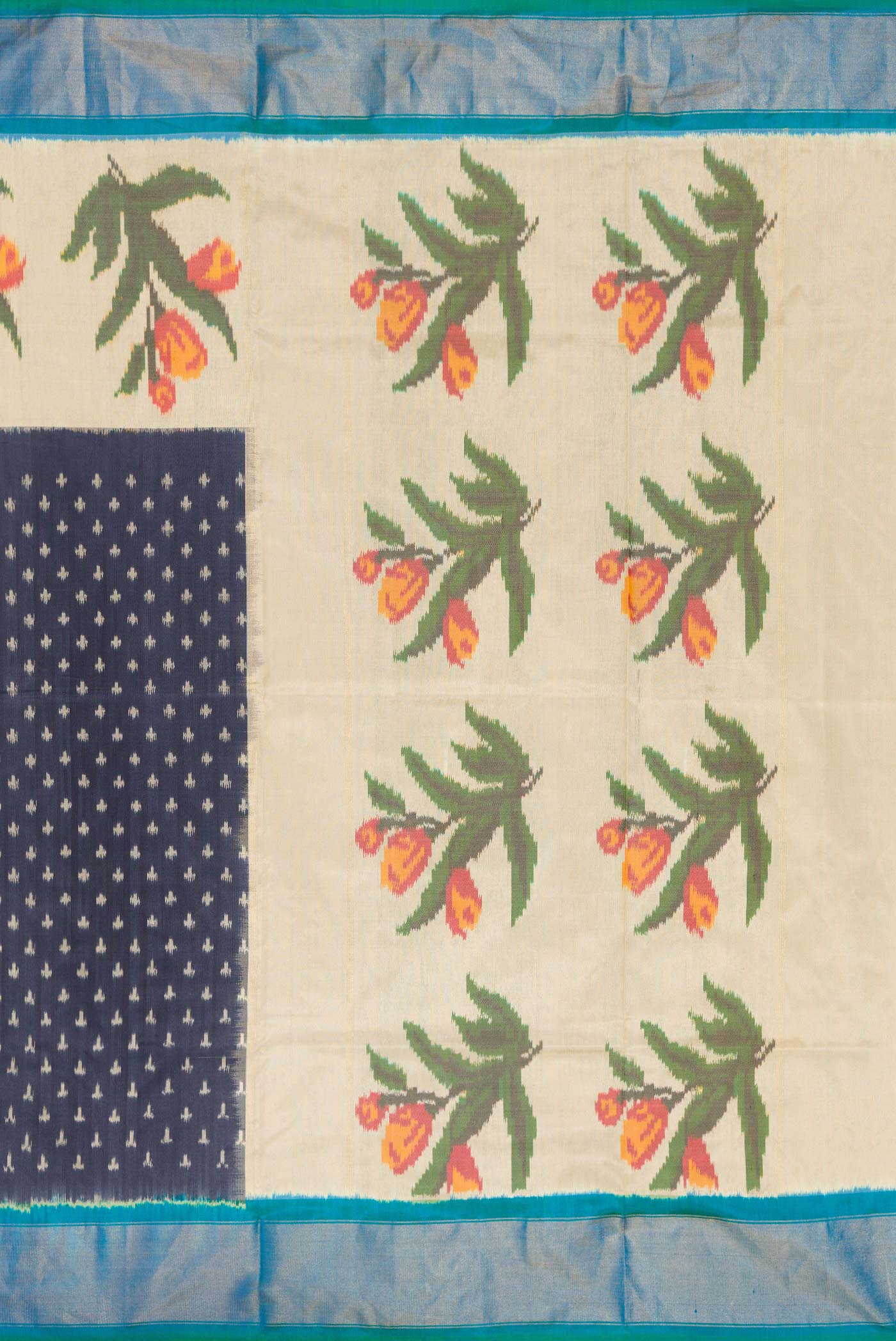 Navy Blue Pochampally Silk Saree - Image 7