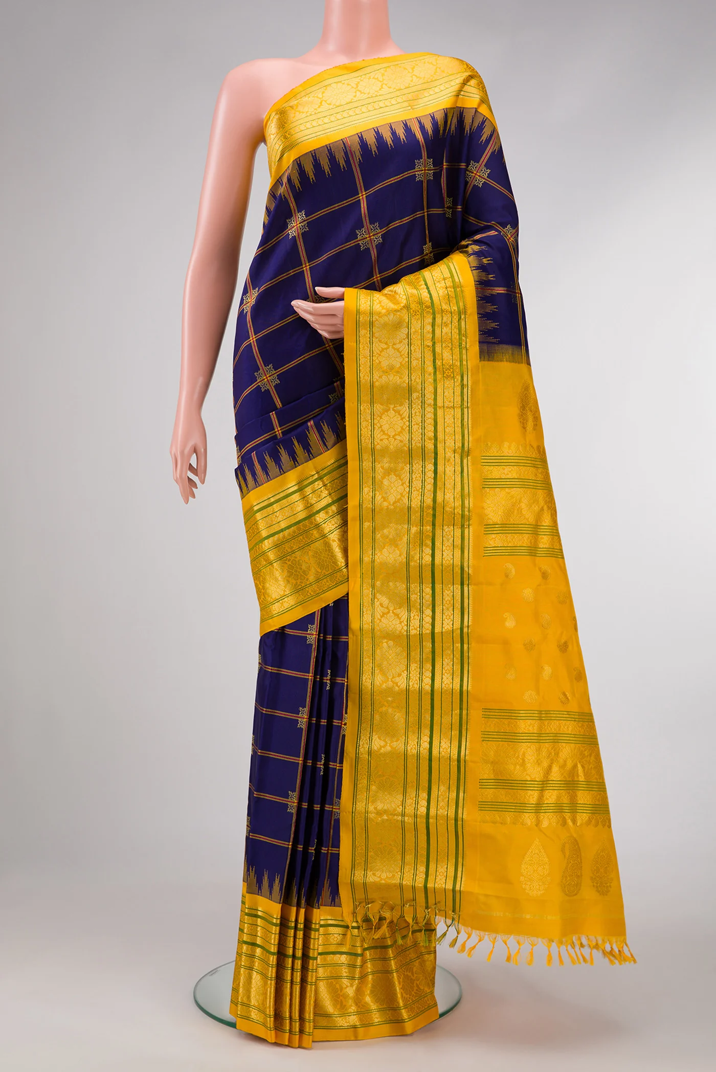 Dark Blue Gadwal Silk Saree