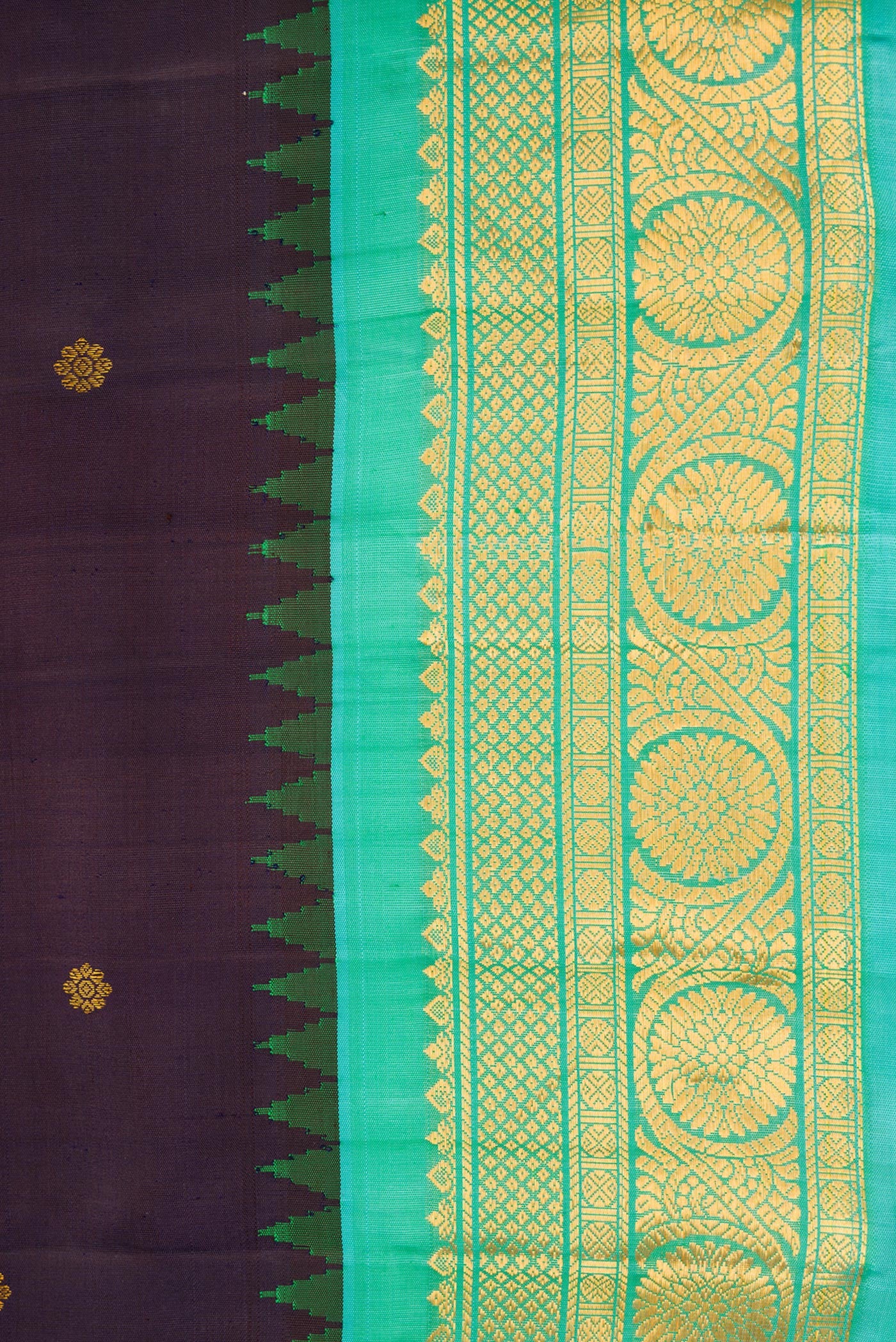 Navy Blue Gadwal Silk Saree - Image 3