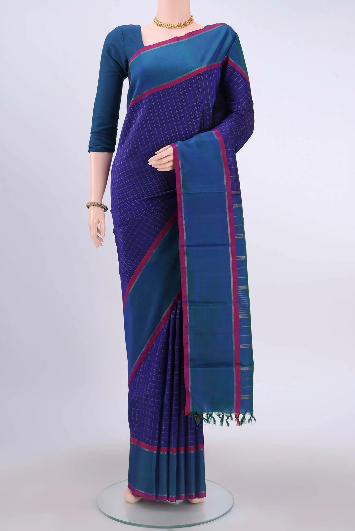 Navy Blue Dual Tone Kanchipuram Saree