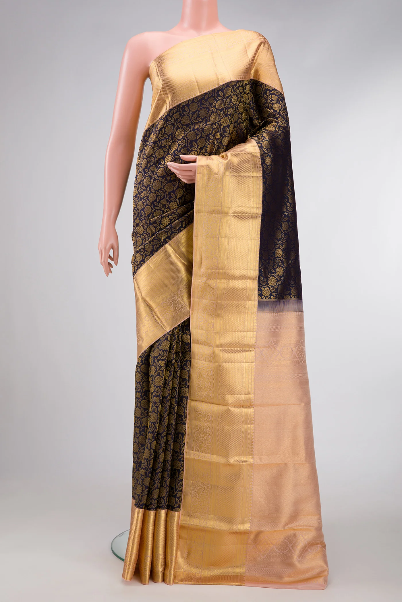 Navy Blue Dual Tone Kanchipuram Silk Saree