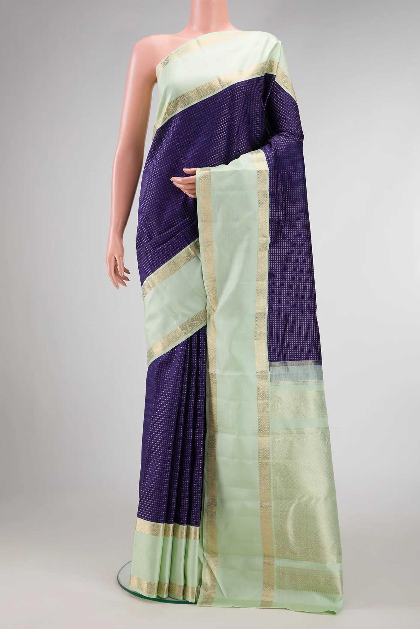 Navy Blue Kanjivaram Silk Saree