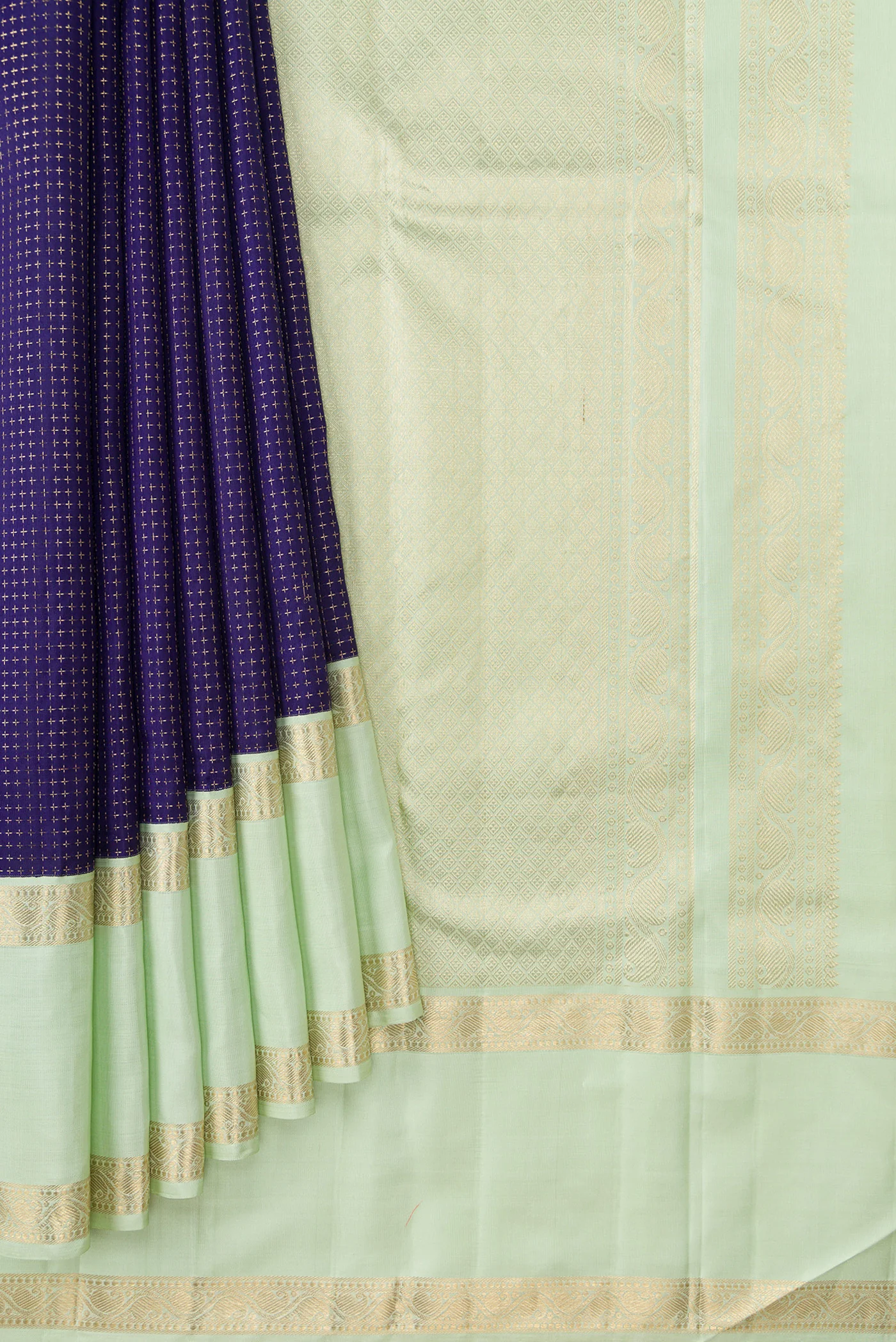 Navy Blue Kanjivaram Silk Saree - Image 4
