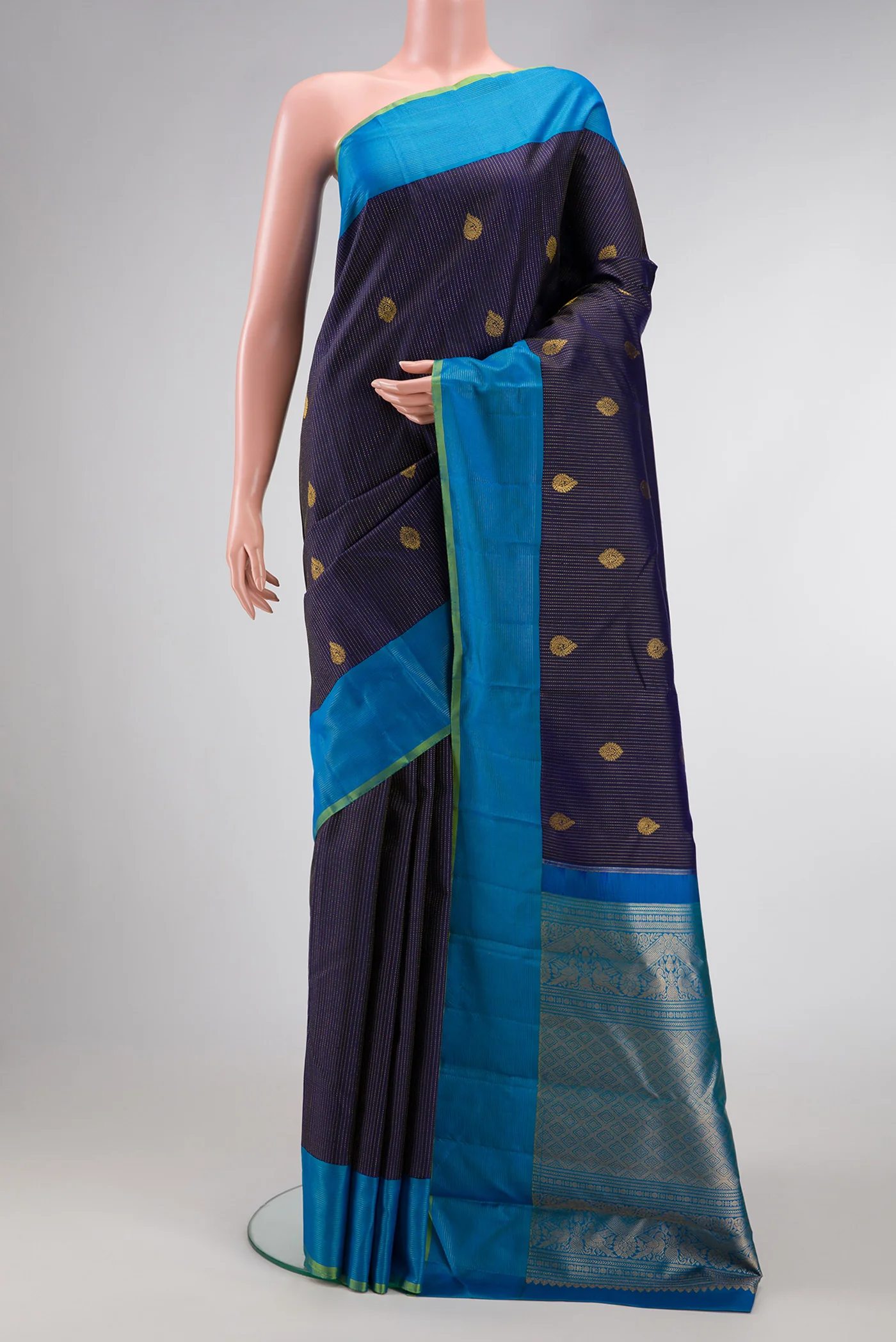Navy Blue Kanjivaram Silk Saree