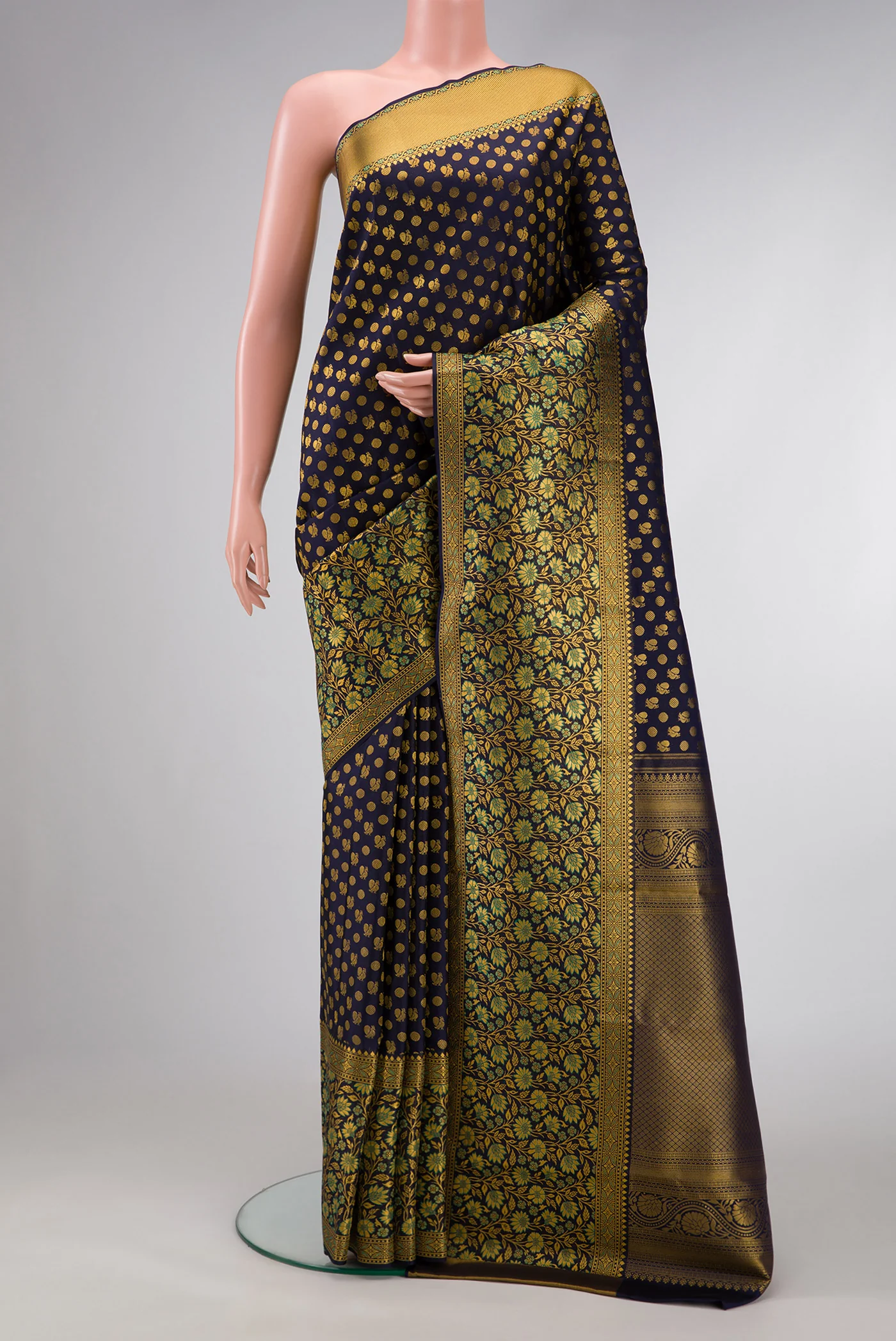 Navy Blue Kanjivaram Silk Saree