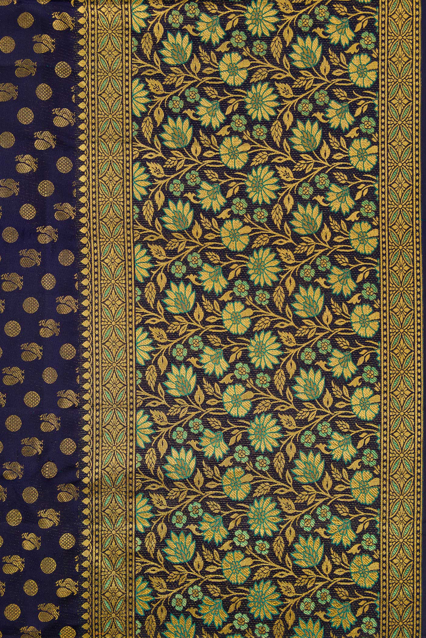 Navy Blue Kanjivaram Silk Saree - Image 3