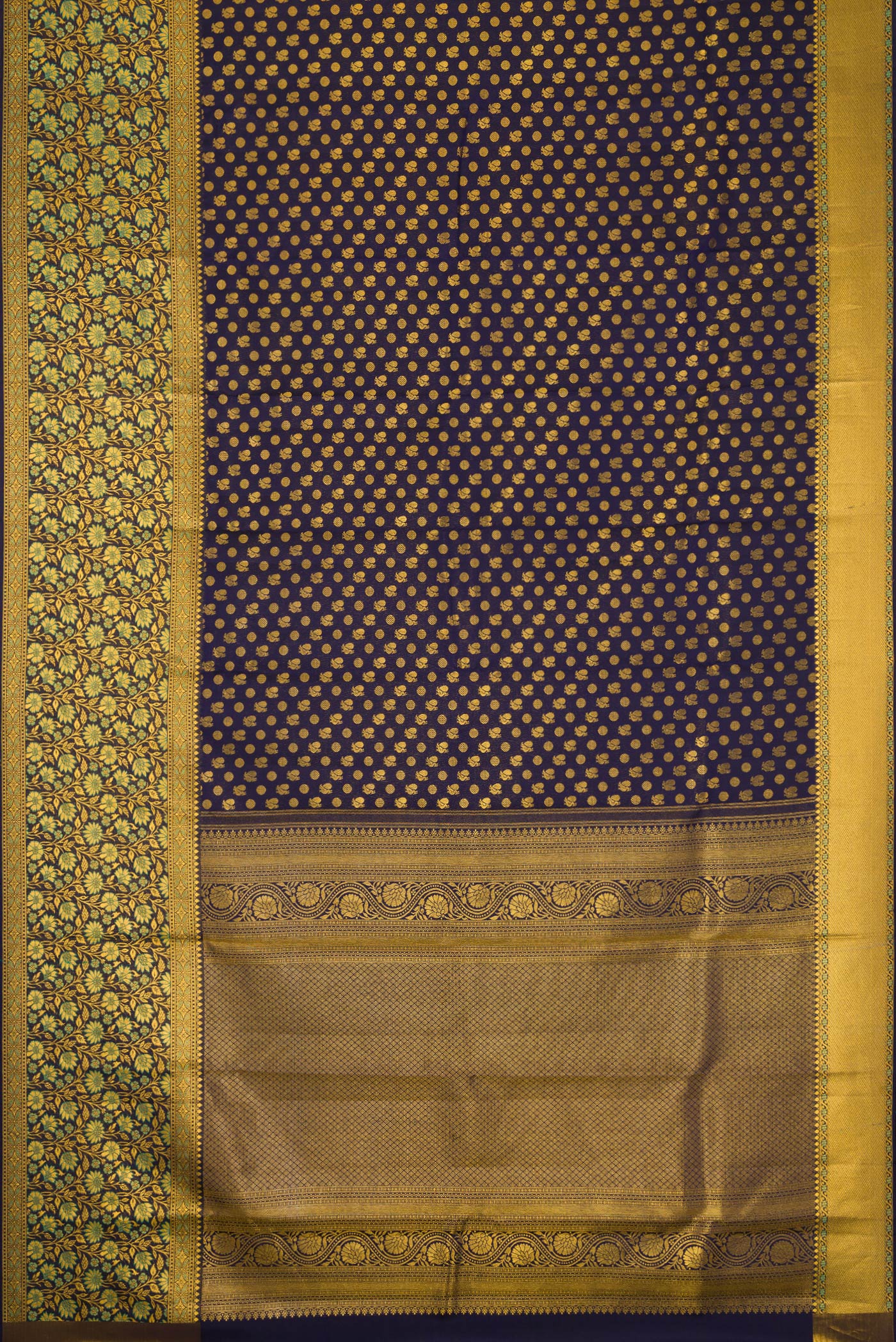 Navy Blue Kanjivaram Silk Saree - Image 6