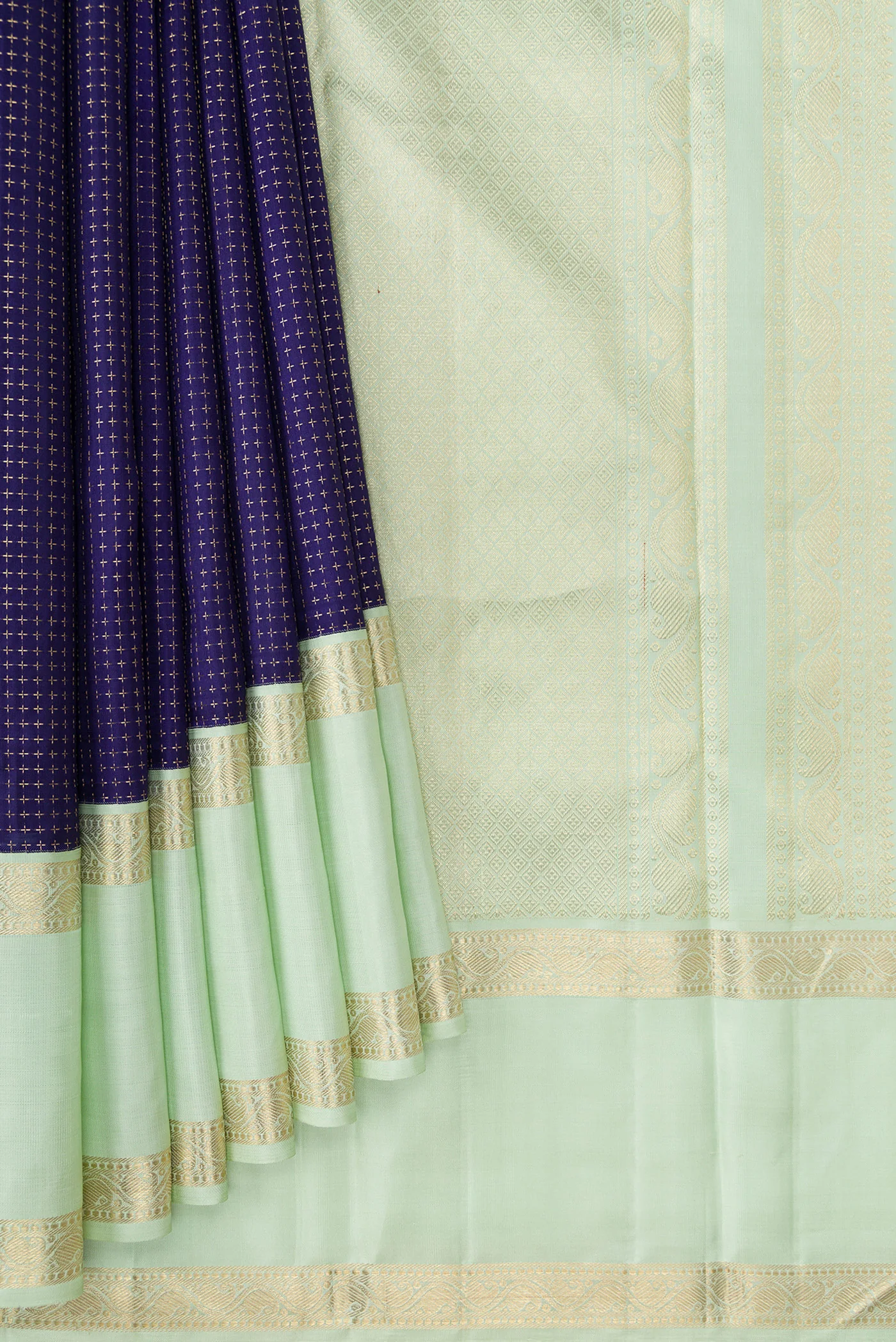 Navy Blue Kanjivaram Silk Saree - Image 4