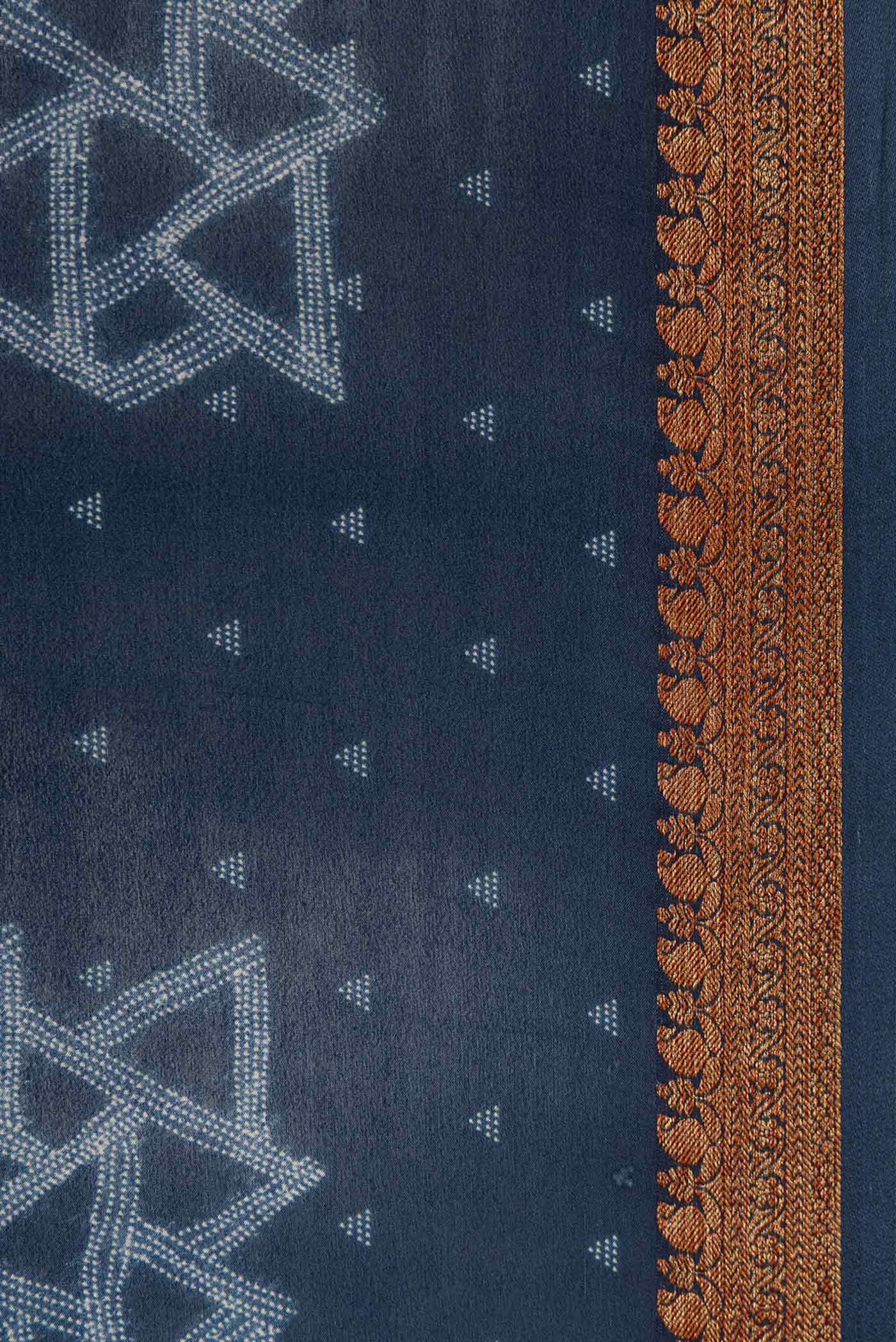 Navy Blue Mysore Crepe Saree - Image 3