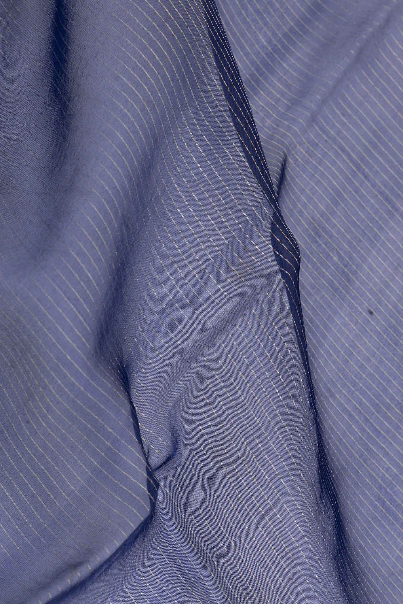 Navy Blue Dual Tone Organza Silk Saree - Image 2