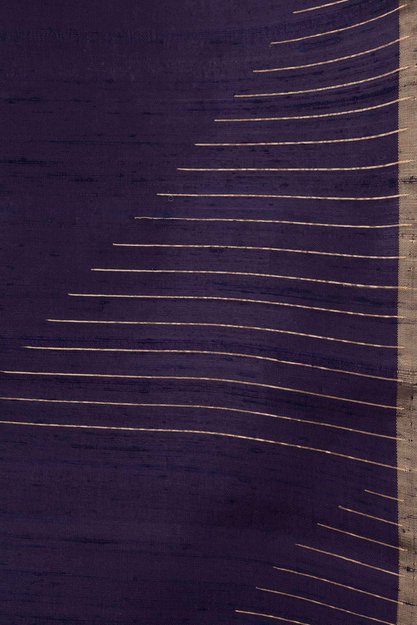 Navy Blue Raw Silk Saree - Image 3