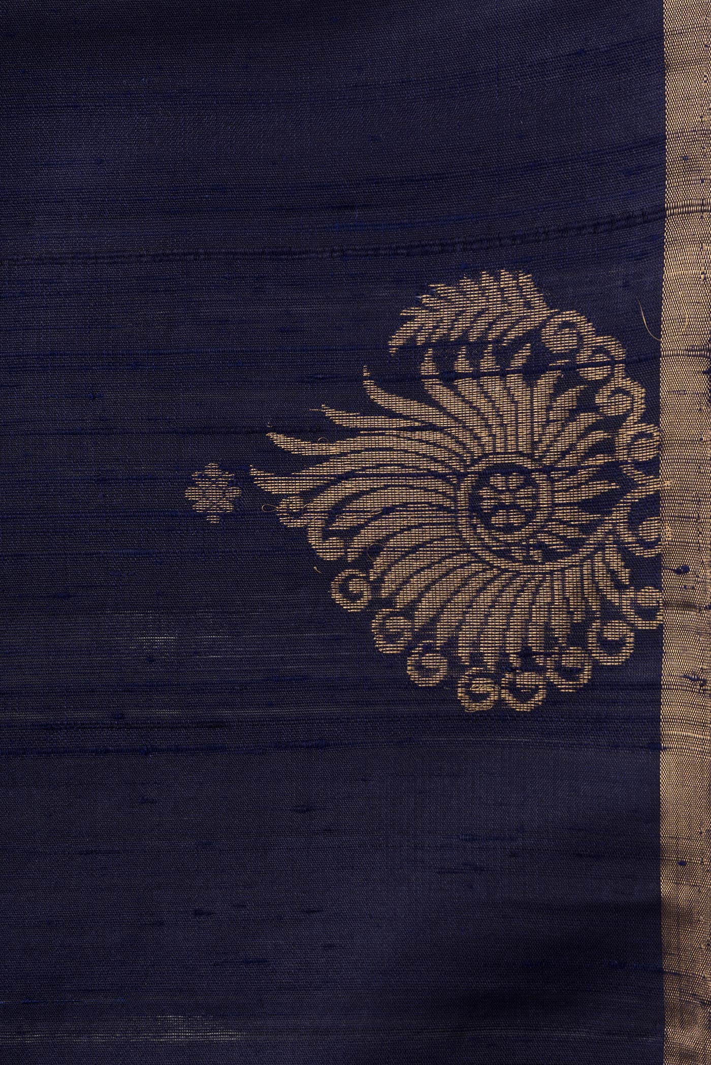 Navy Blue Raw Silk Saree - Image 3