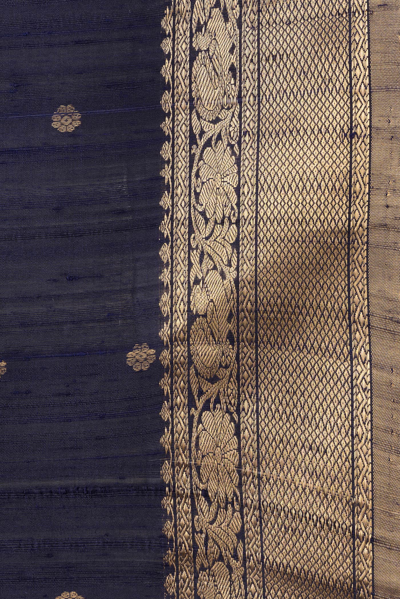 Navy Blue Raw Silk Saree - Image 3