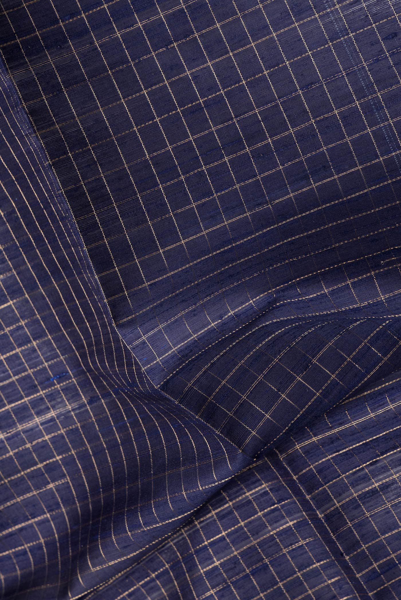Navy Blue Raw Silk Saree - Image 2