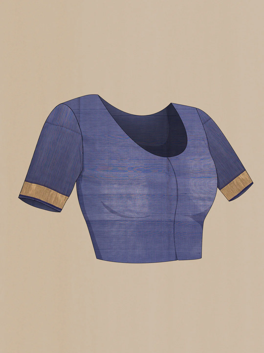 Navy Blue Dual Tone Silk Cotton Saree - Image 4