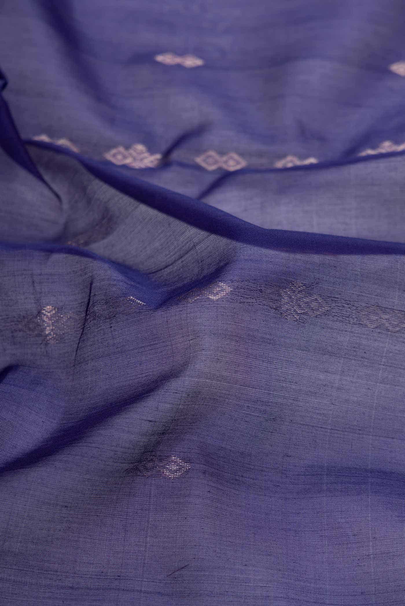 Navy Blue Dual Tone Silk Cotton Saree - Image 2
