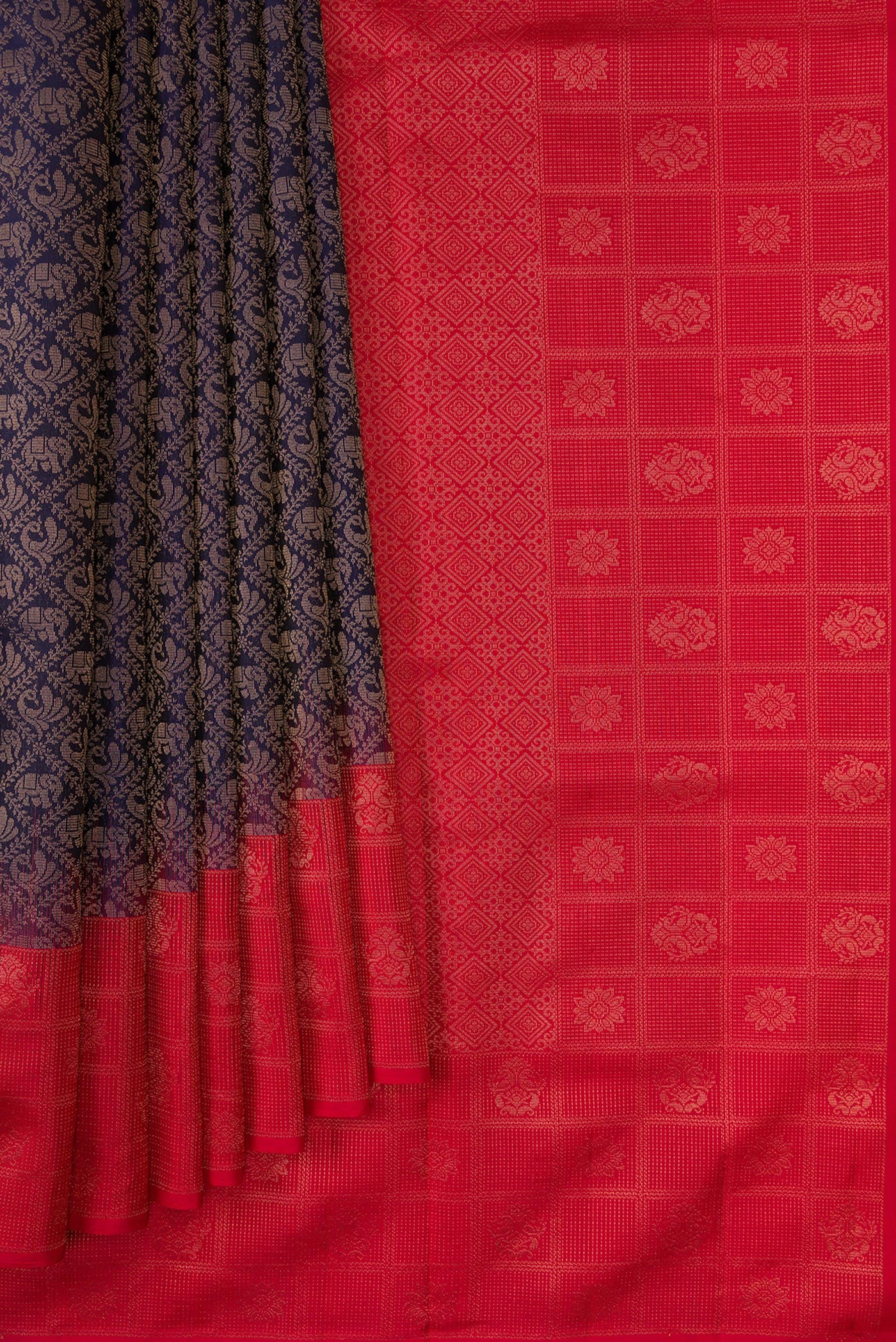 Navy Blue Soft Silk Saree - Image 4