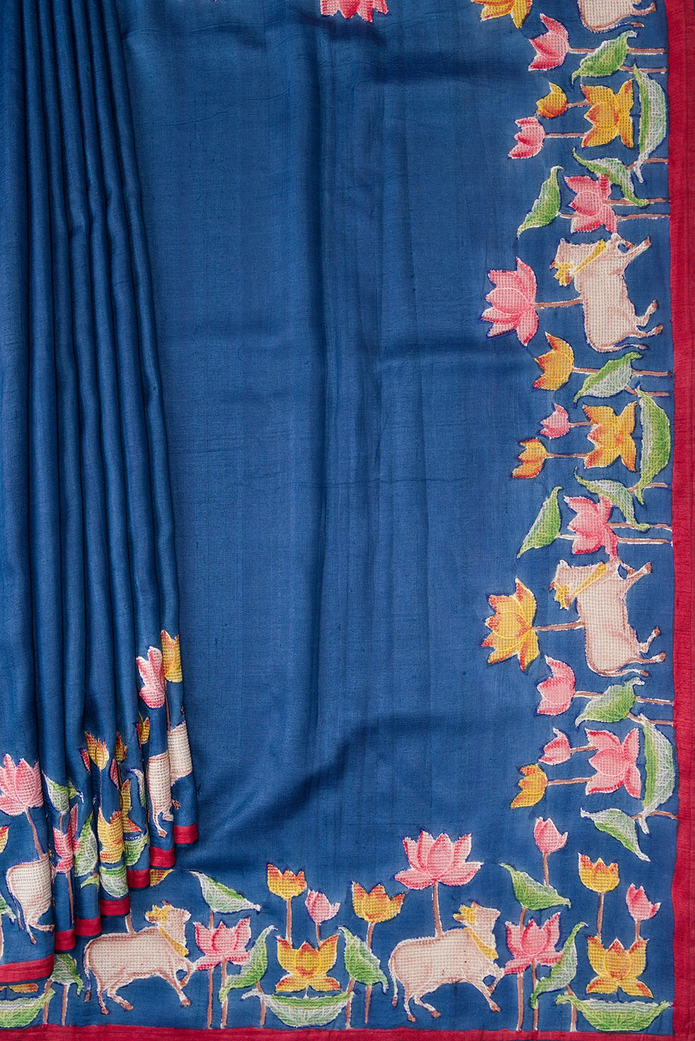 Blue Tussar Silk Saree - Image 4