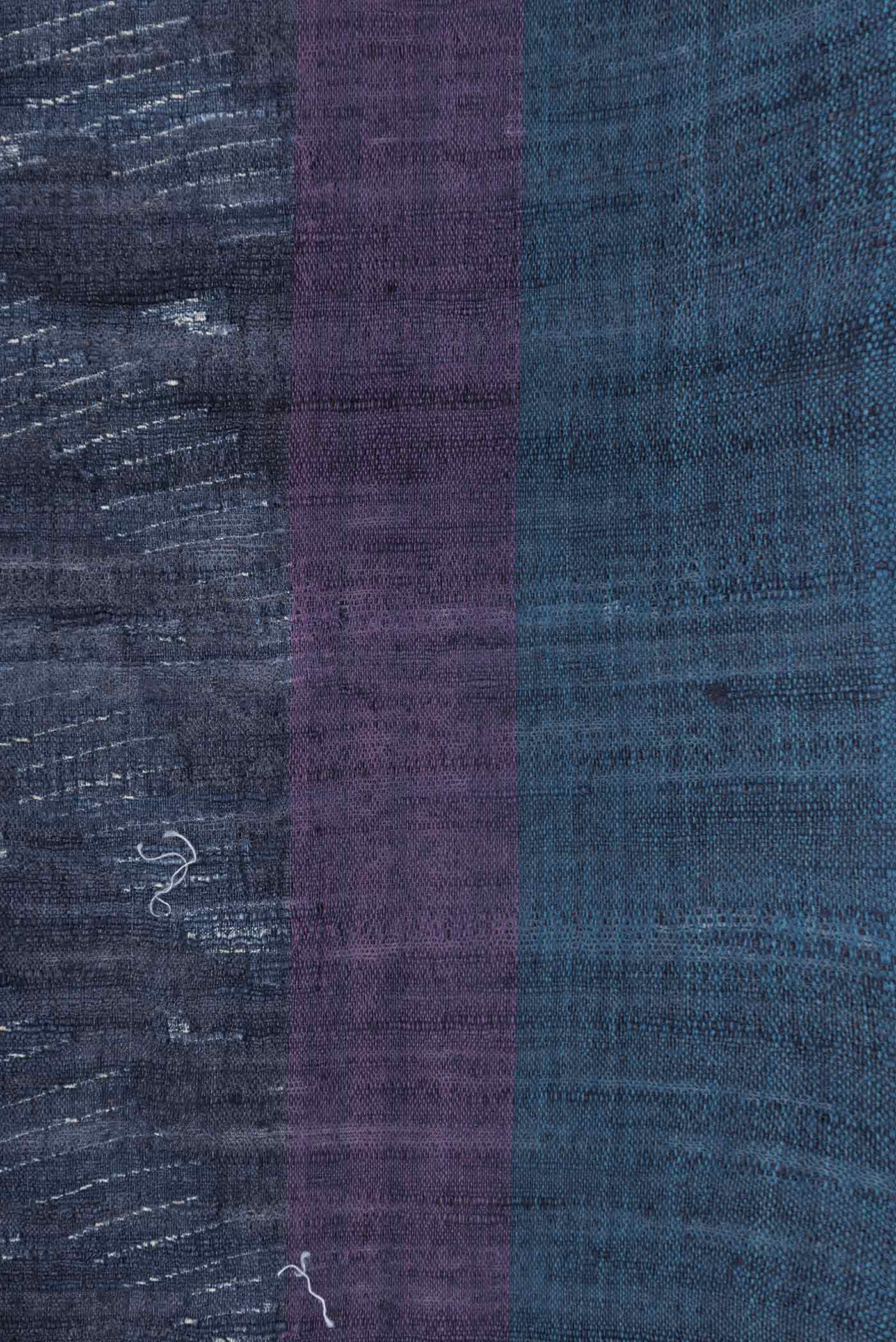 Navy Blue Dual Tone Tussar Silk Saree - Image 3