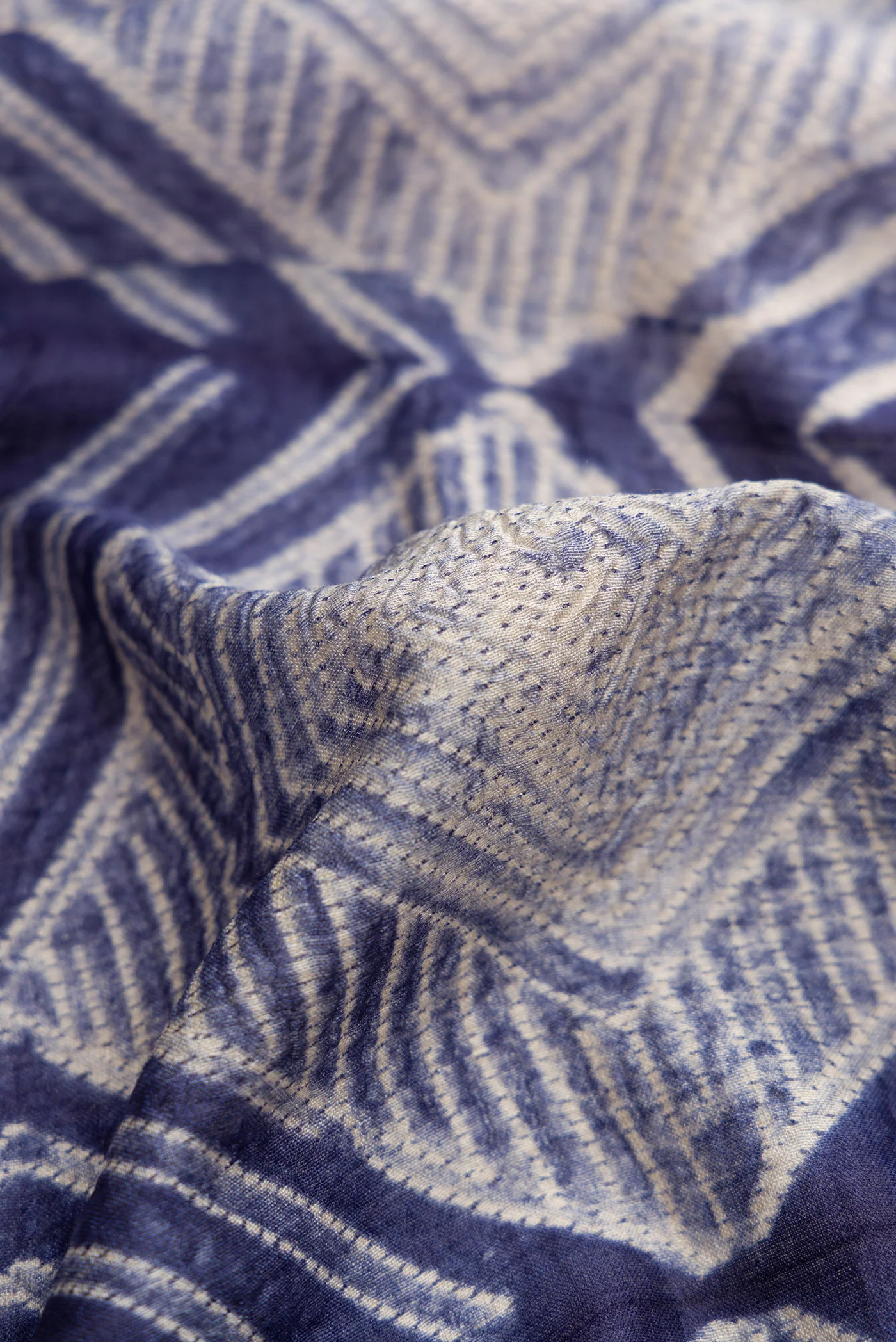 Navy Blue Tussar Silk Saree - Image 2