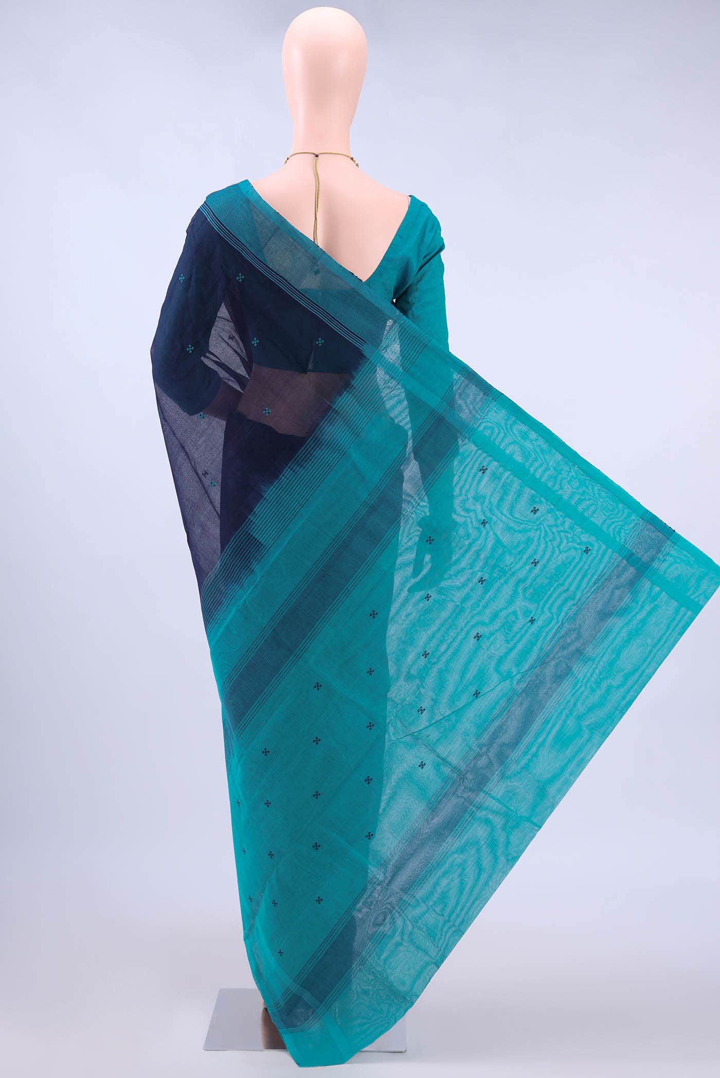 Navy Blue Kanchi Cotton Saree - Image 2