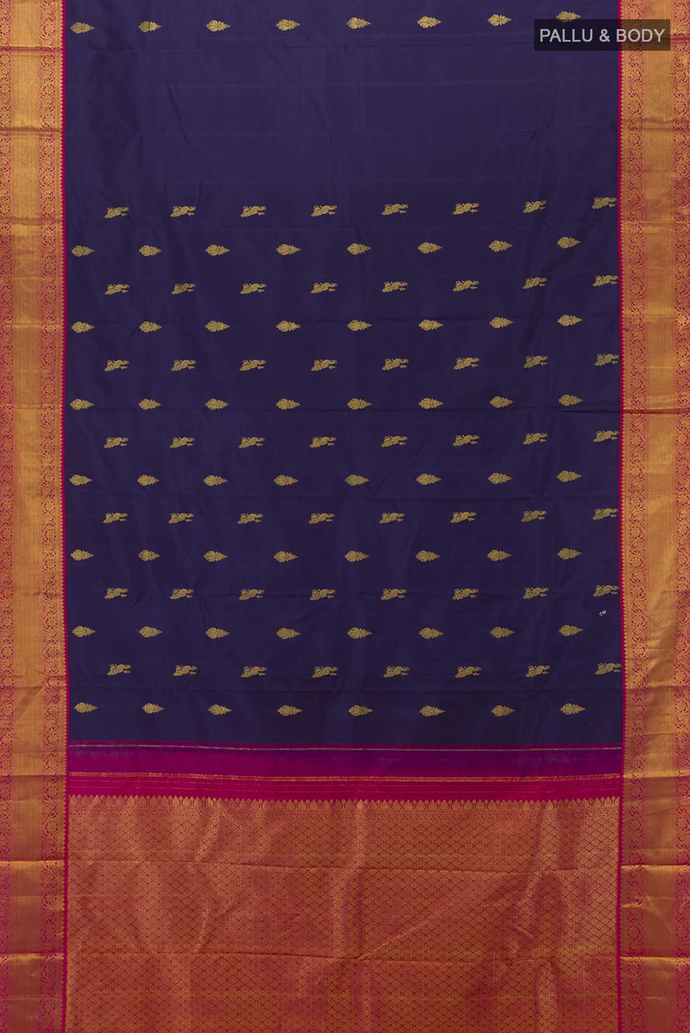 Navy Blue Kanjivaram Silk Saree - Image 5