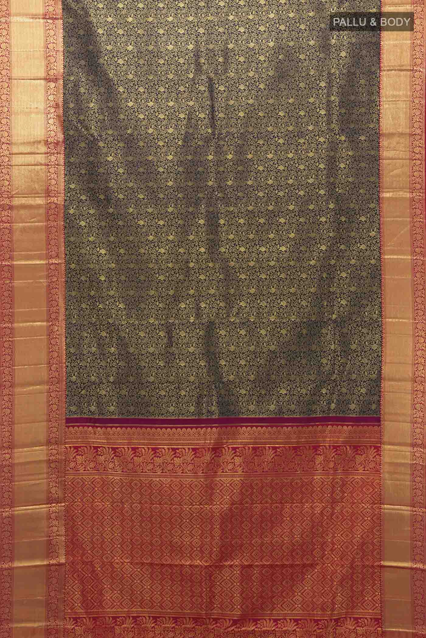 Navy Blue Kanchipuram Silk Saree - Image 5