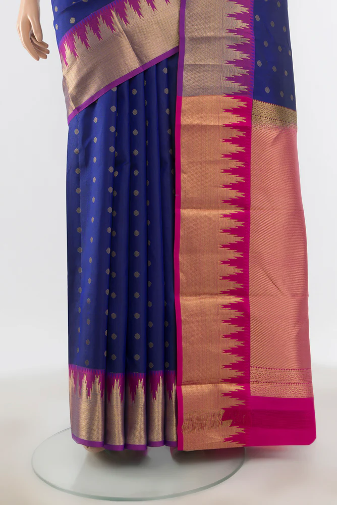 Blue Kanchipuram Silk Saree - Image 3