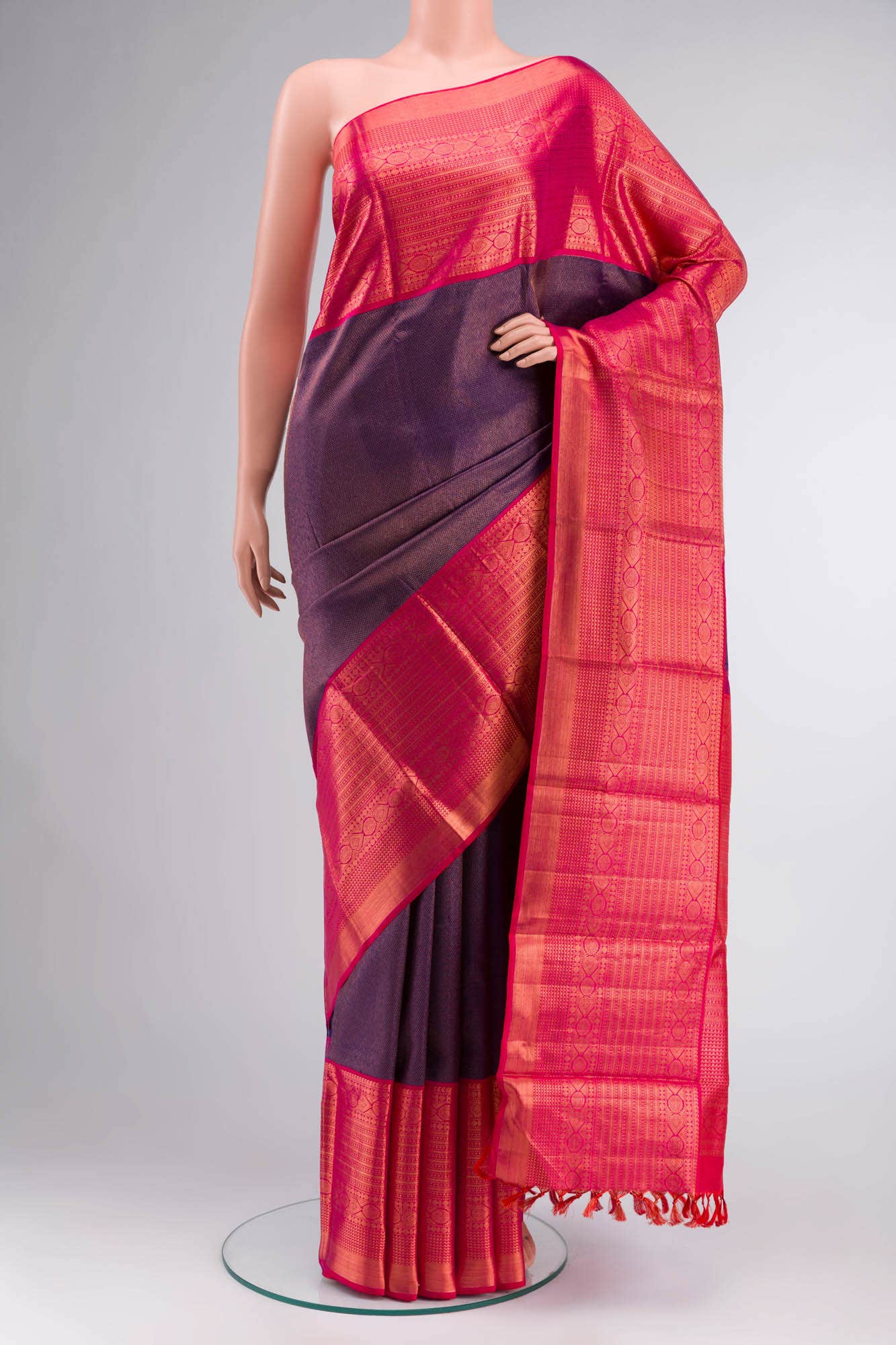 Purple Kanchipuram Silk Saree - Image 7
