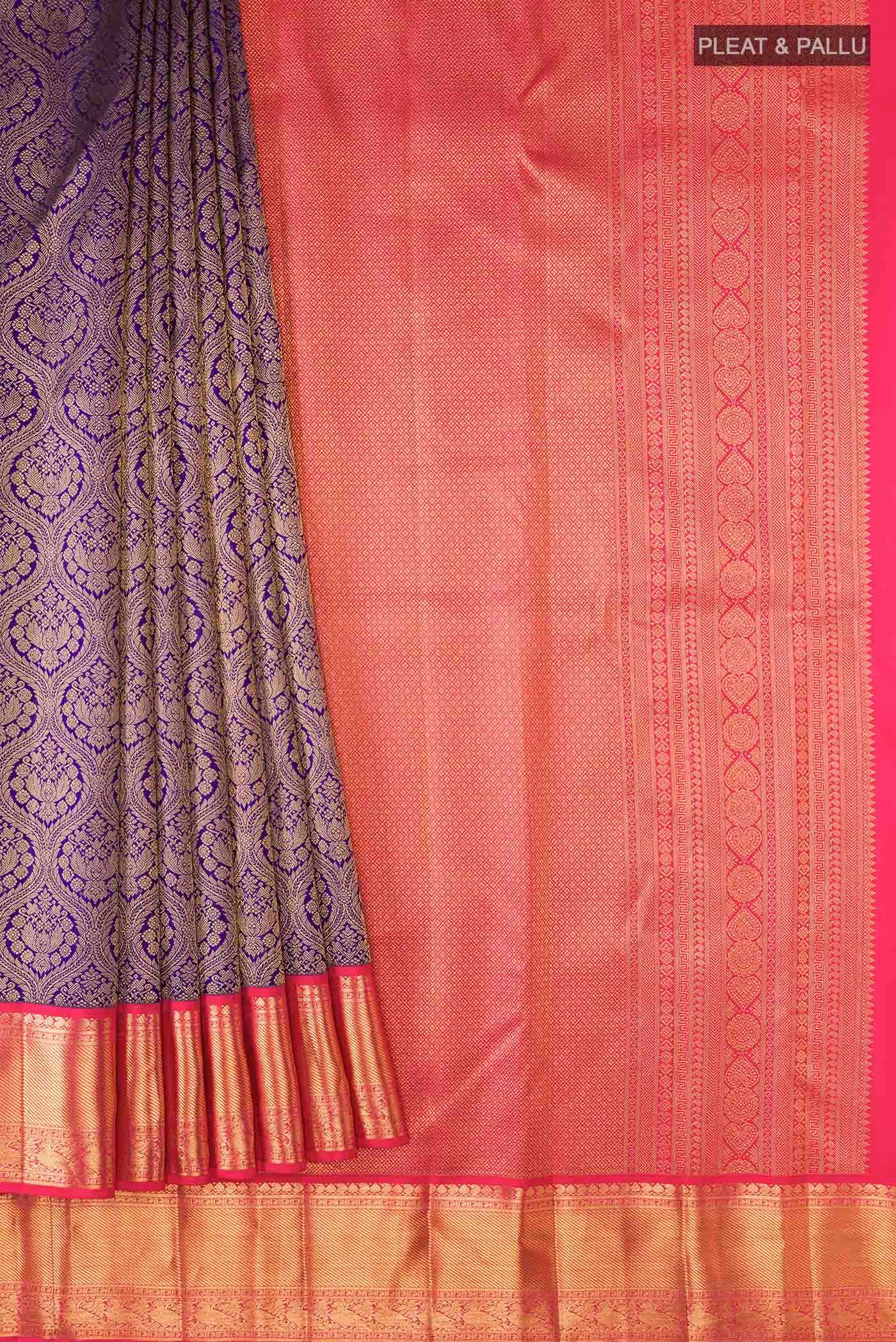 Navy Blue Kanjivaram Silk Saree - Image 2