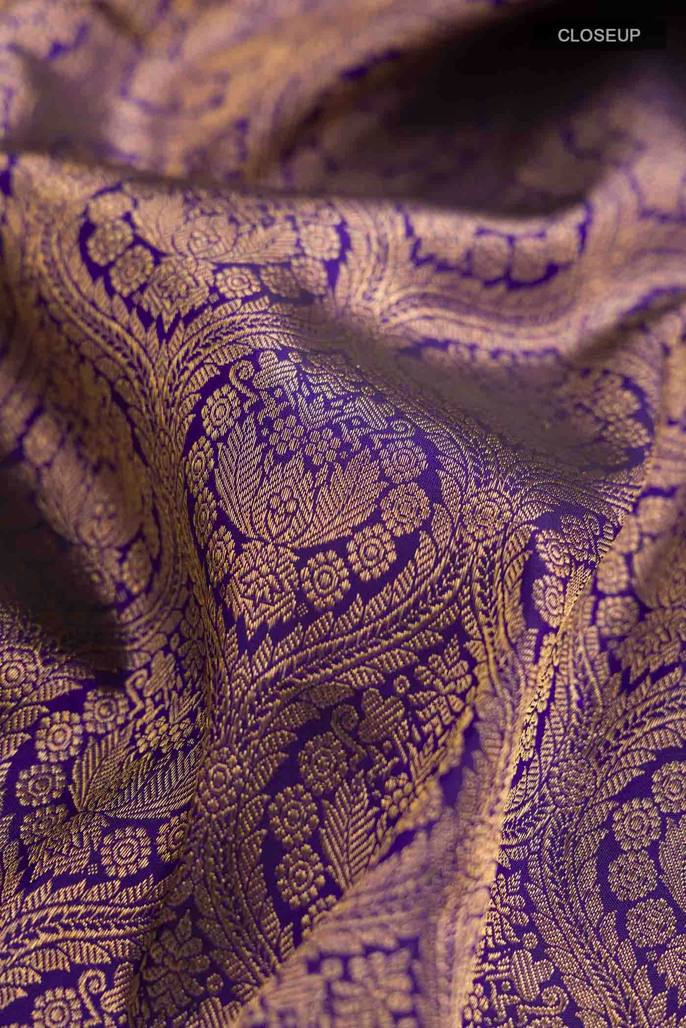 Navy Blue Kanjivaram Silk Saree - Image 3